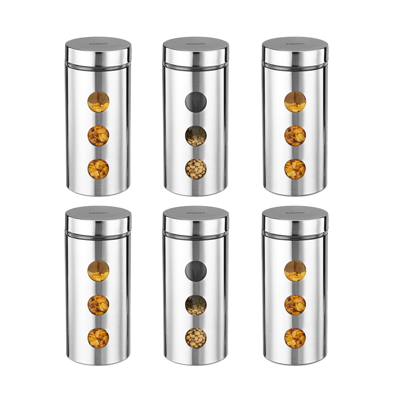 Amazon Brand  Solimo Drip Window Steel Jacketed Glass Jar | Multipurpose Kitchen Organizer With SeeThrough Window | 1700 Ml | 