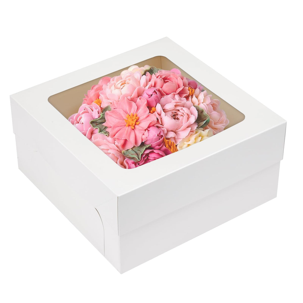 Moretoes 10Pcs Cake Boxes, 12X12X6 Inches White Bakery Boxes With Window, Suitable For 10 Inch Cake Cajas Para Pasteles For Bund