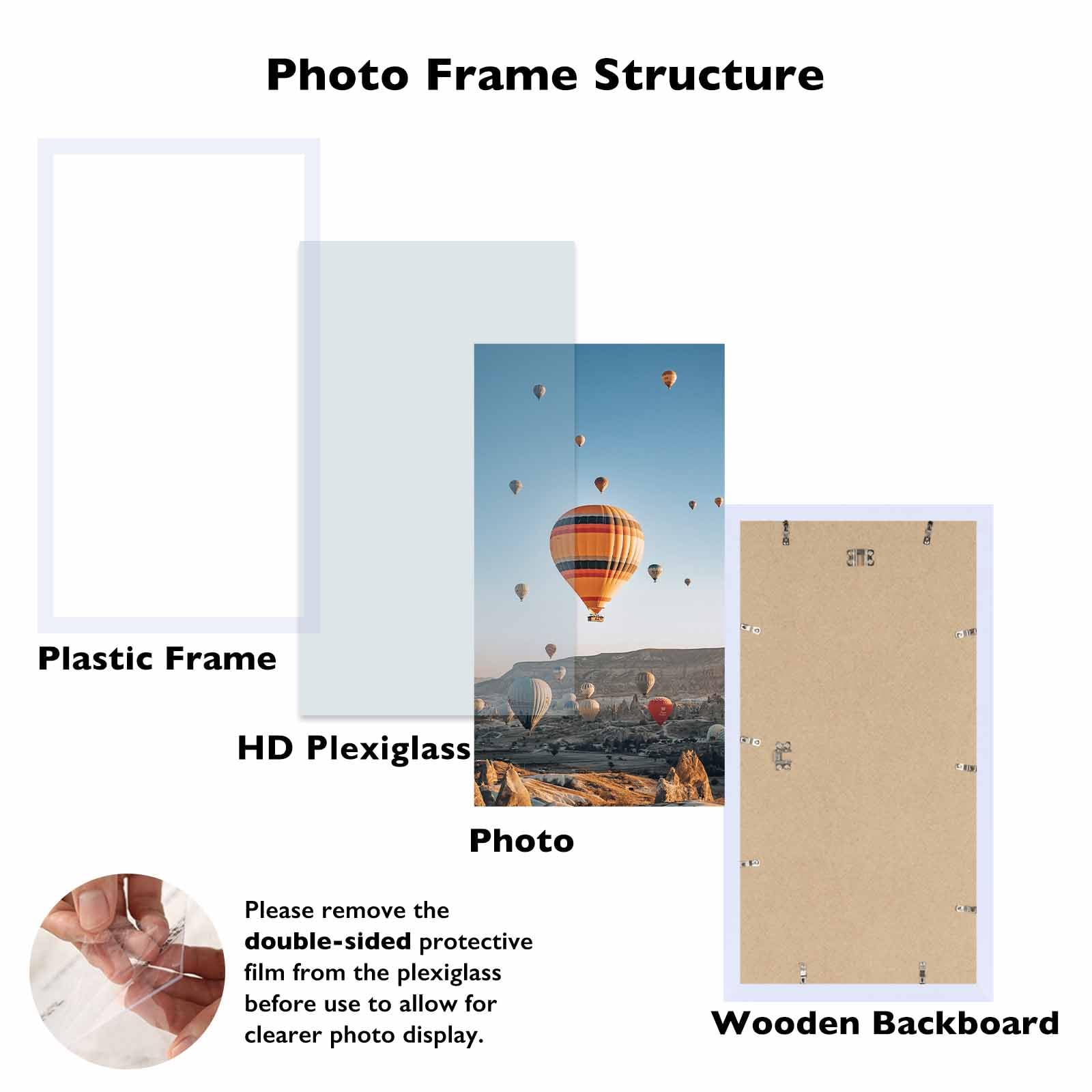 JCJMY 9x16 Picture Frame White for Wall Hanging, Wall Mounting Horizontally or Vertically, 9 x 16 Wall Gallery Poster Photo Fram
