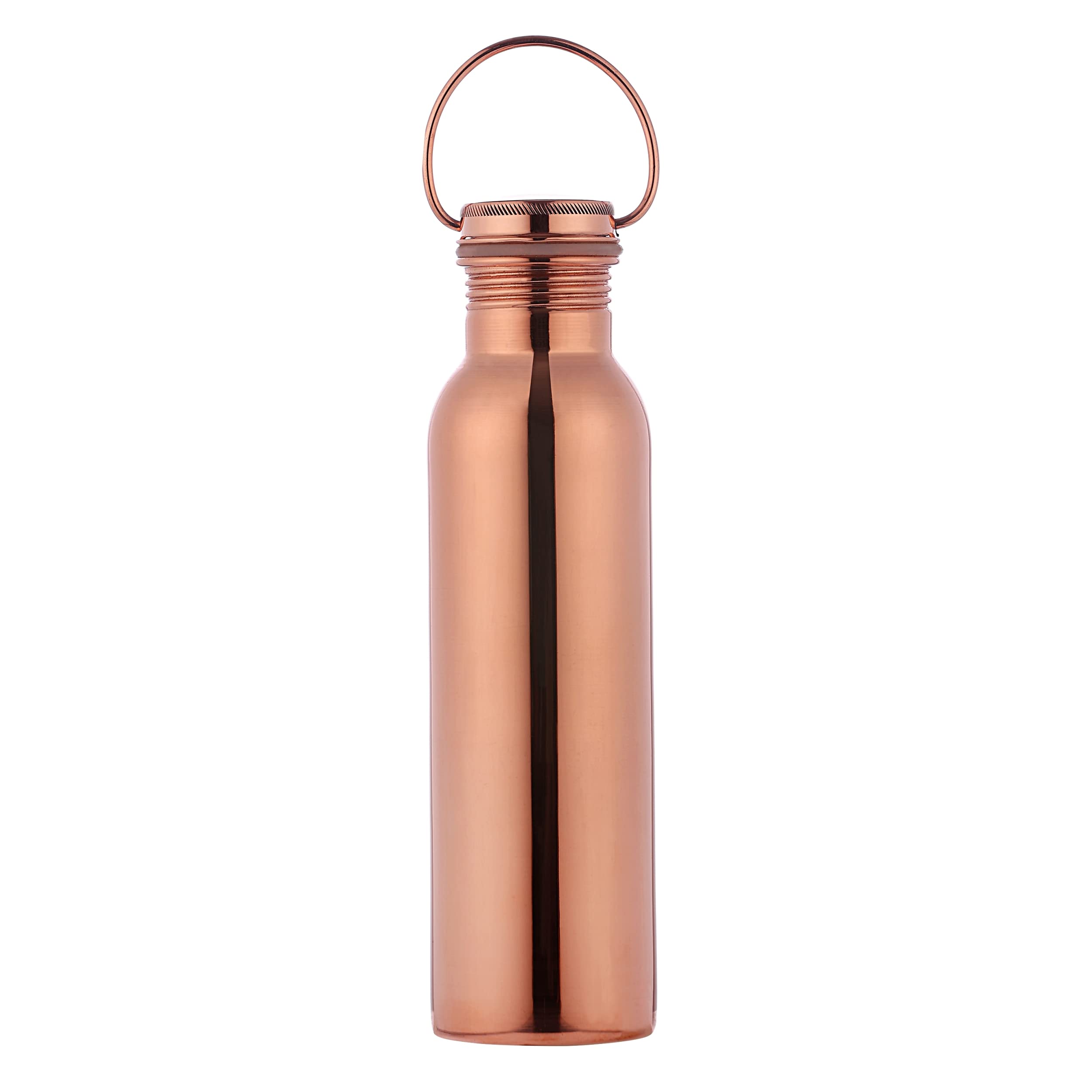 HealthGoodsIn Pure Copper Water Bottle, 600ml, Unlined & Lacquer-Free, Ayurvedic Health Benefits, Copper Color