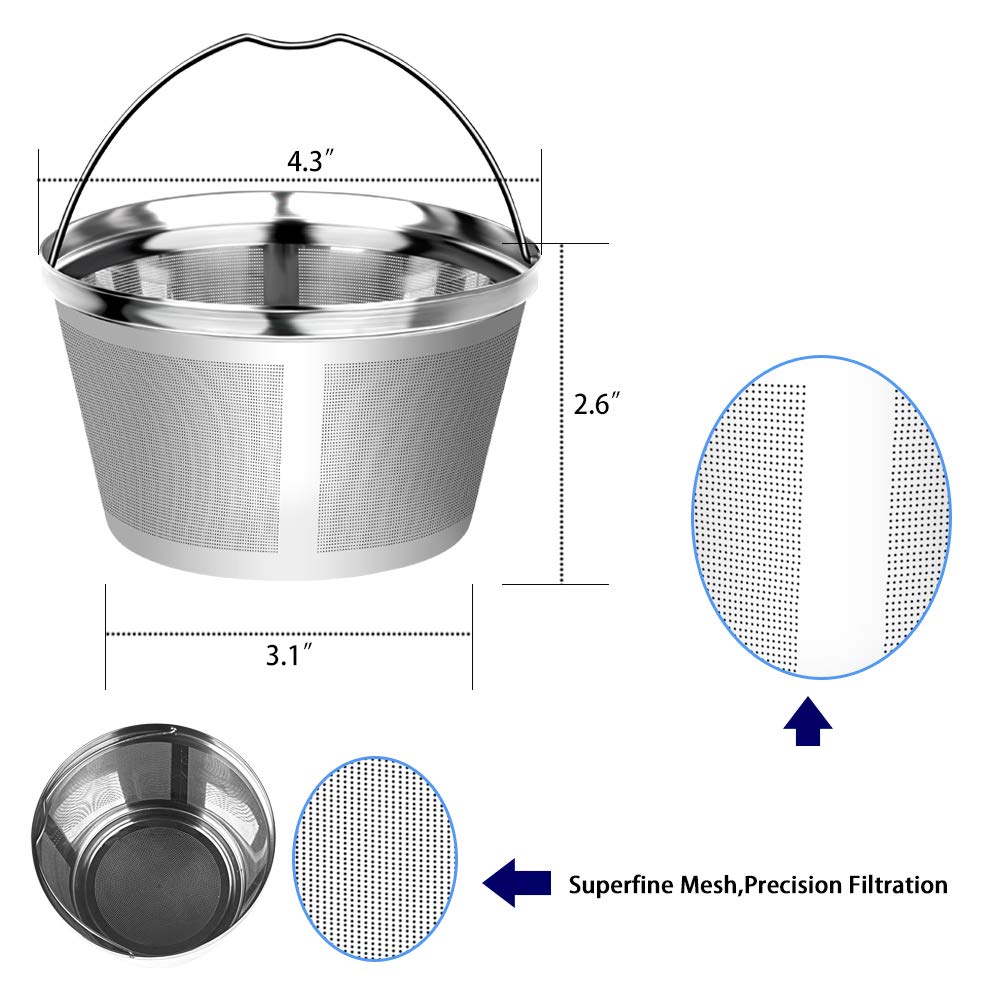 8-12 Cup Reusable Basket Permanent Coffee Filter  Perfect Fit 8-12 Cup Mr Coffee  Black & Decker  BUNN  Cuisinart and Hamilton Beach Basket-Style Coffee Maker Filters (Mr Coffee Filter 8~12 cup)
