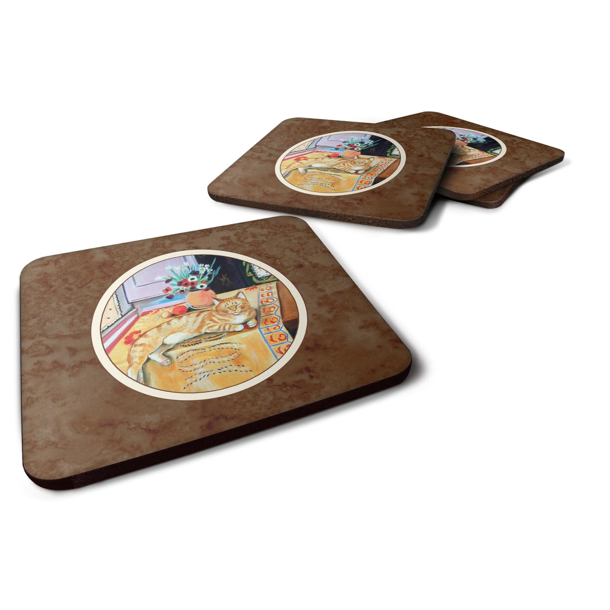 Carolines Treasures Cat Foam Coasters (Set of 4), 3.5, Multicolor