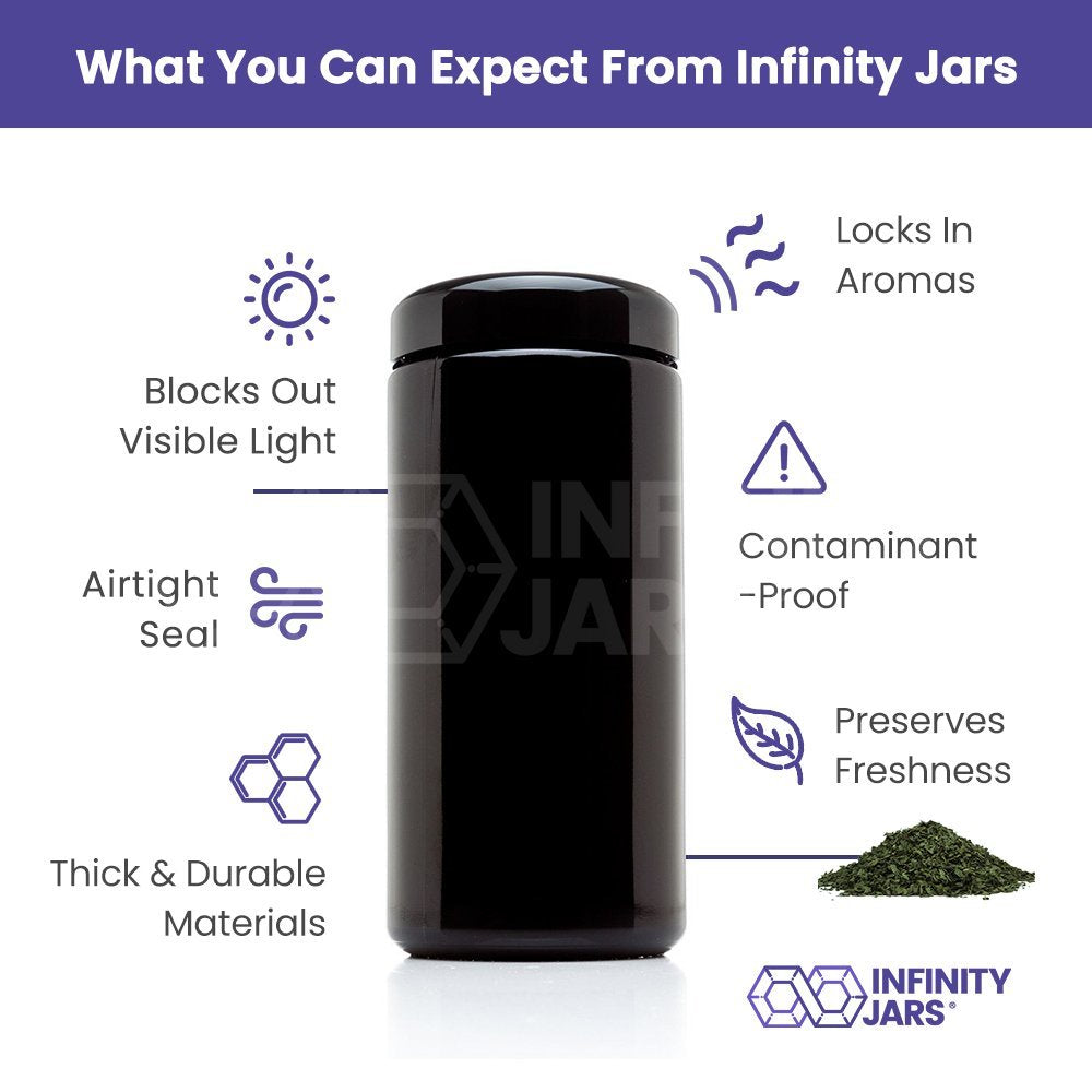 Infinity Jars 1 Liter (34 Fl Oz) 3-Pack Tall Extra Large Black Ultraviolet Glass Wide Mouth Screw Top Jar