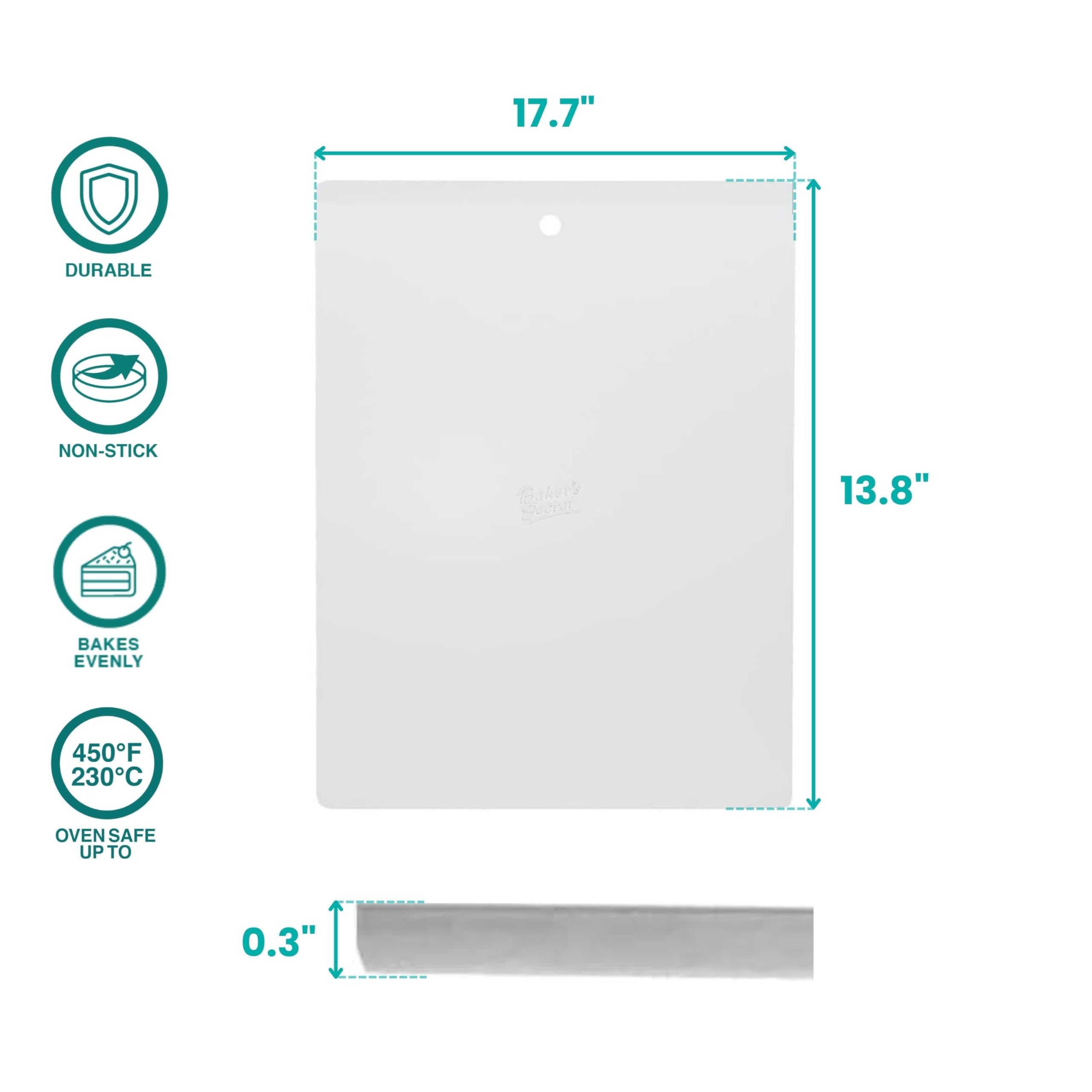 Baker's Secret Commercial Quality Baking Sheet Set, 18" x 14" Pure Aluminum, Silver, Model BS10297