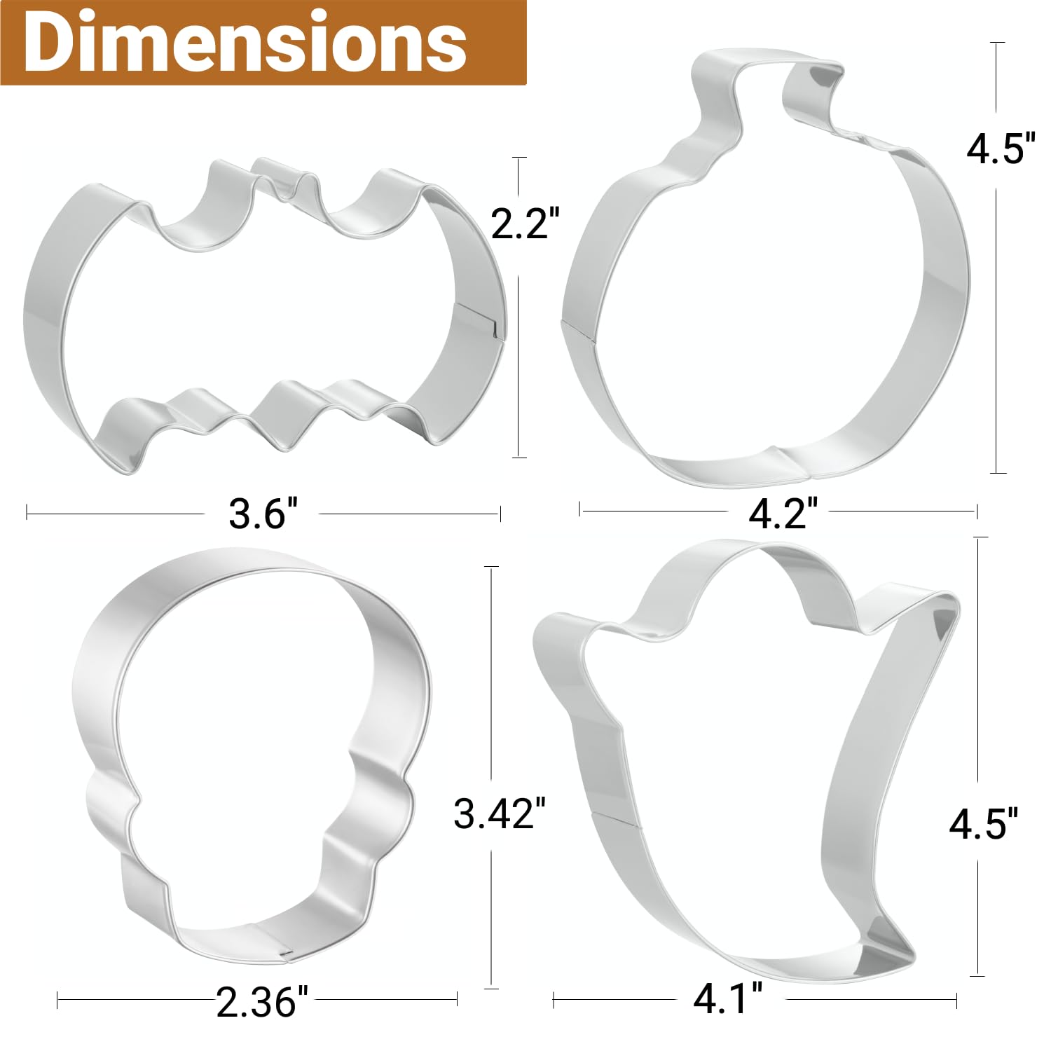 Job Jol Cookie Cutters 4 Pcs, Large Halloween Cookie Cutters, 4''