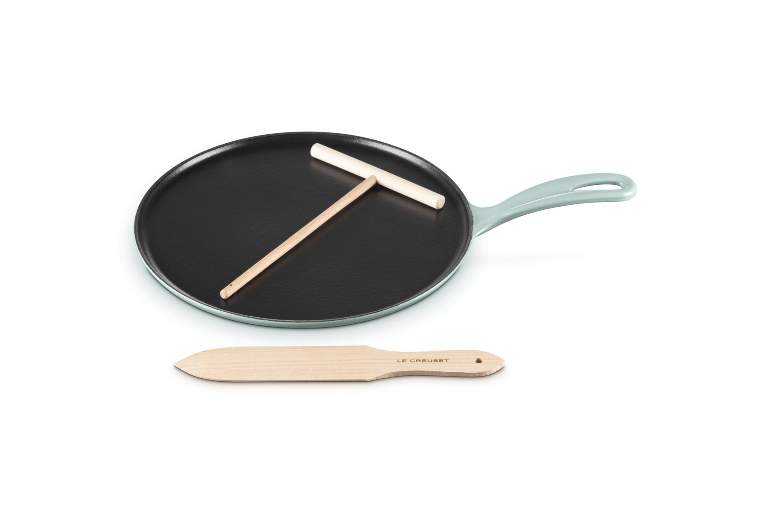 Le Creuset Enameled Cast Iron Traditional Round Crepe Pan, 10.25, Sea Salt