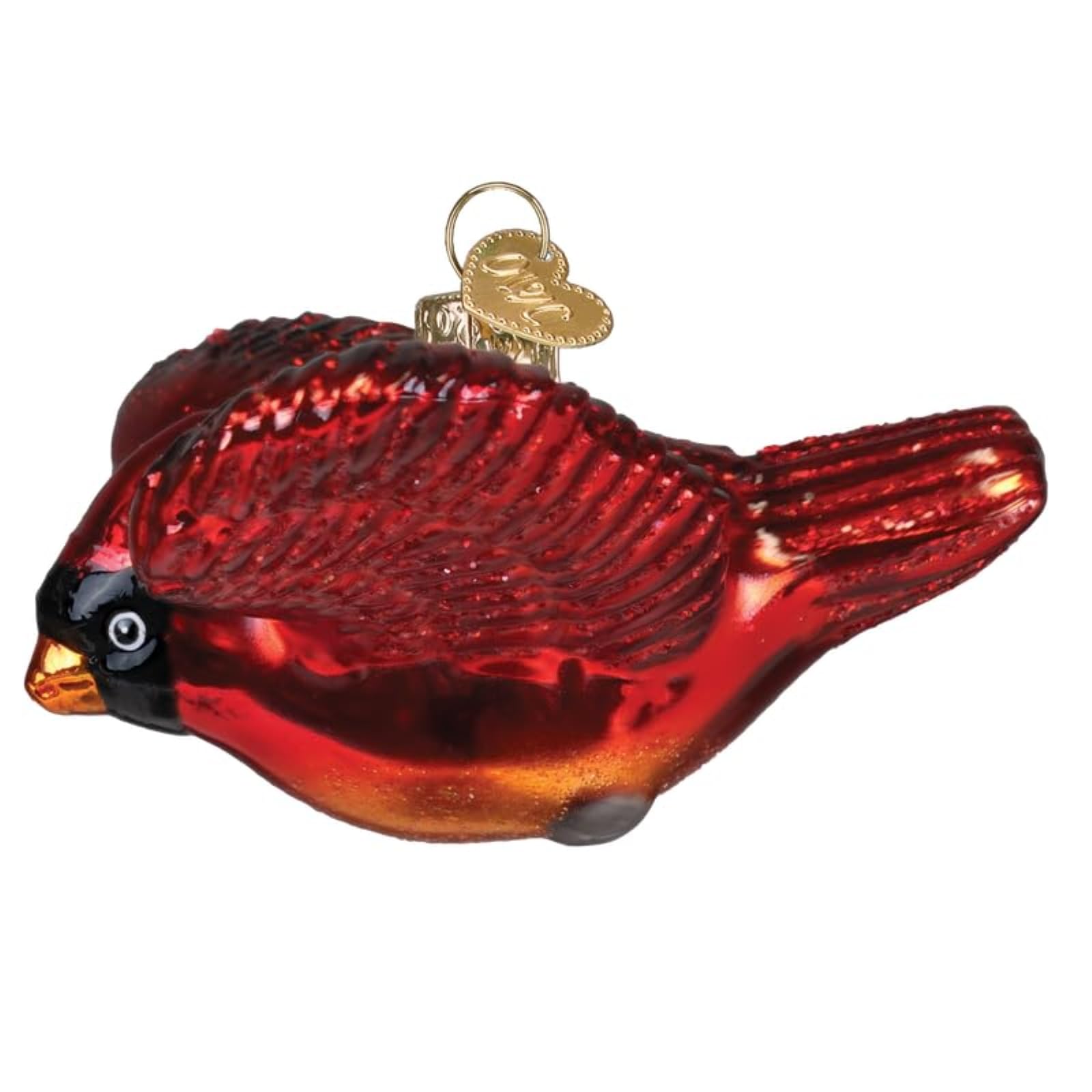 Old World Christmas Cardinal in Flight Glass Blown Ornament for Christmas Tree, Handcrafted Holiday Decoration, Bird Watcher Col