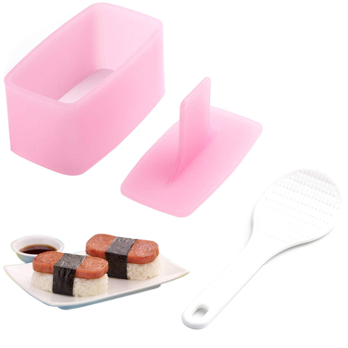 Ayccnh 1 Pack Non Stick Musubi Maker Press With Small Rice Paddle, Sushi Making Kit Onigiri Mold Luncheon Meat Press Hawaiian Mu