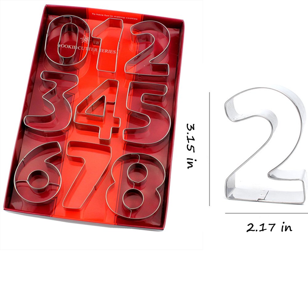 Large Number Cookie Cutters 9Pcs Biscuits Stainless Steel Cutter Set Fondant Cake Decorating Tools