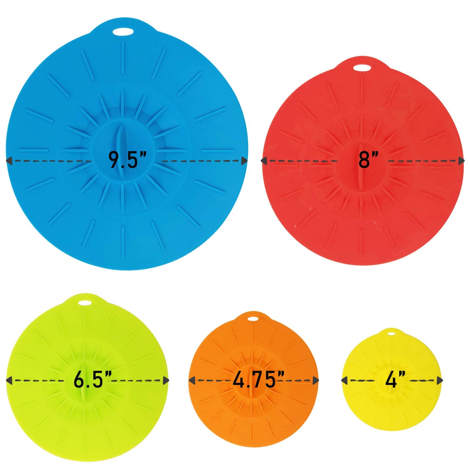Allydrew Reusable Silicone Suction Bowl Lids, Food Storage Covers For Bowls, Pots, Pans, Mugs (Set Of 5)