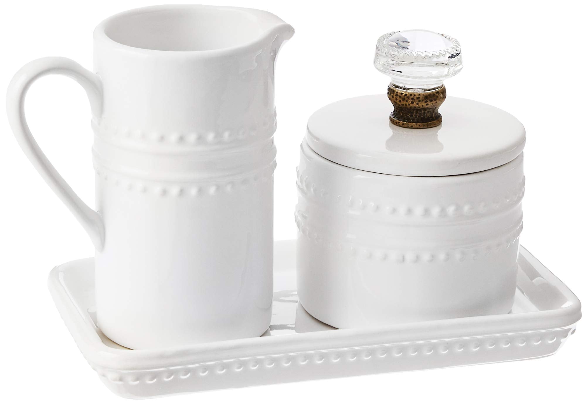 Mud Pie Farmhouse Inspired Vintage Doorknob Cream And Sugar Set, One Size, White