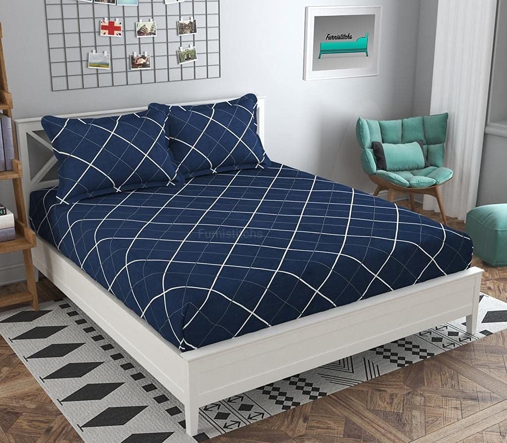 Rrc Gless Cotton Elegant Polycotton Elastic Fitted Bedsheet With 2 Pillow Covers,60X78(Inches) Elastic On All Around Side To Gri