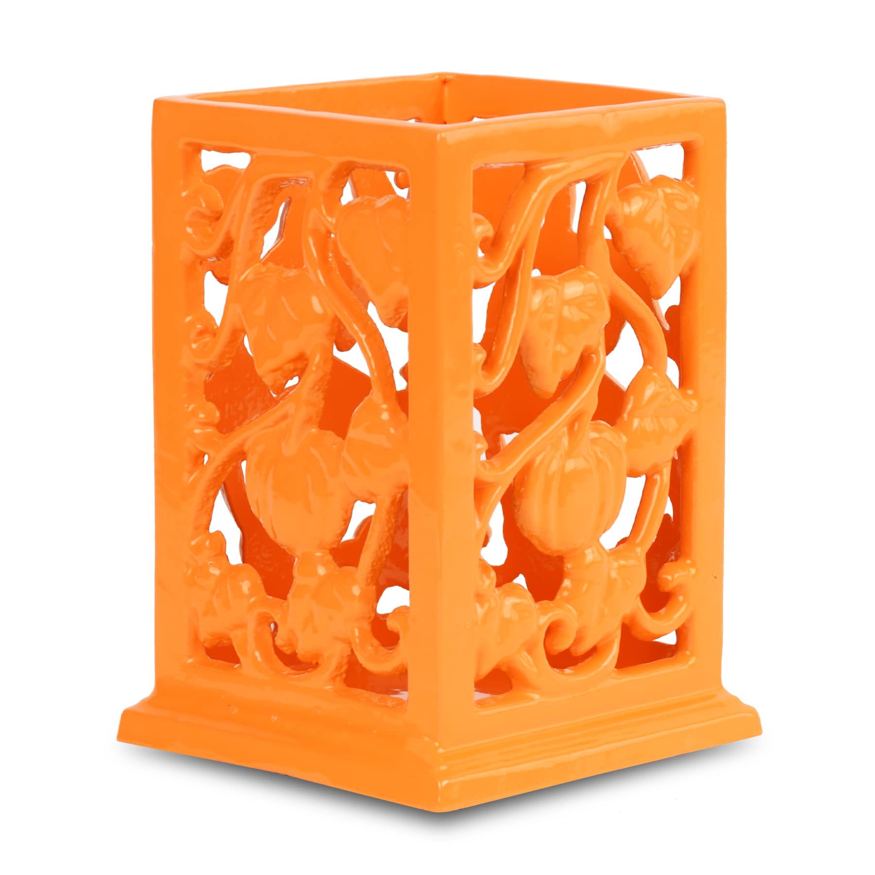 Minluful Utensil Holder For Kitchen Counter, Large Cast Iron Vintage Pumpkin Pattern Utensil Holder Cooking Tools Organizer Stor