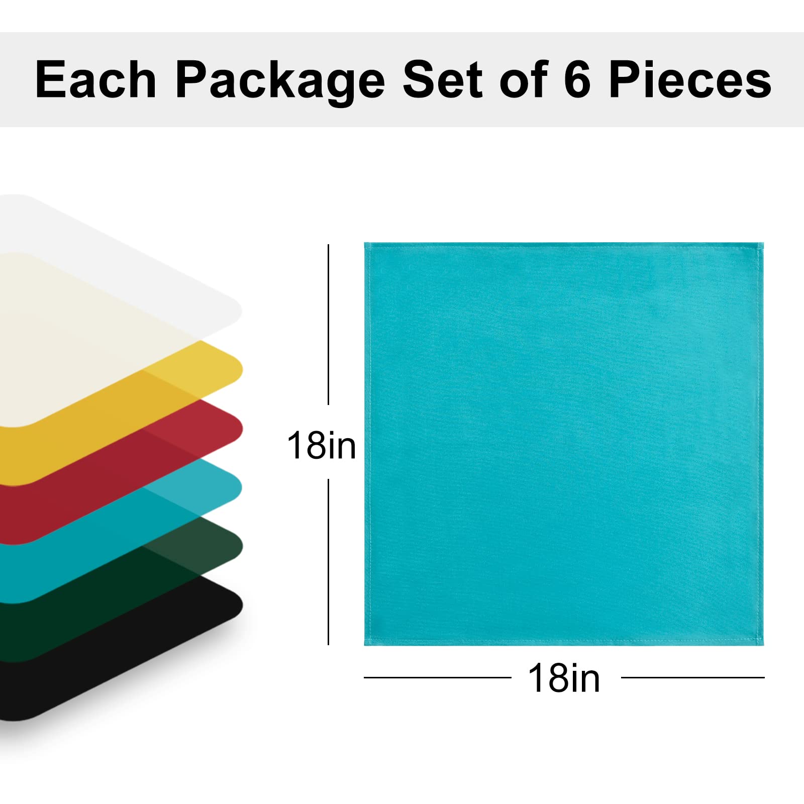 Hiasan Cloth Napkins Set Of 6, 18 X 18 Inch, Washable Turquoise Dinner Napkins With Hemmed Edges For Restaurant, Wedding And Hol