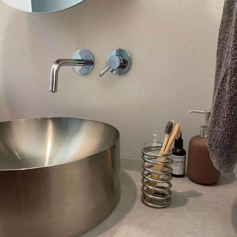 Toothbrush Holders Spring Shape Stainless Steel Pen Holder Bathroom Tabletop Makeup Brush Organizer Toothbrush Stand