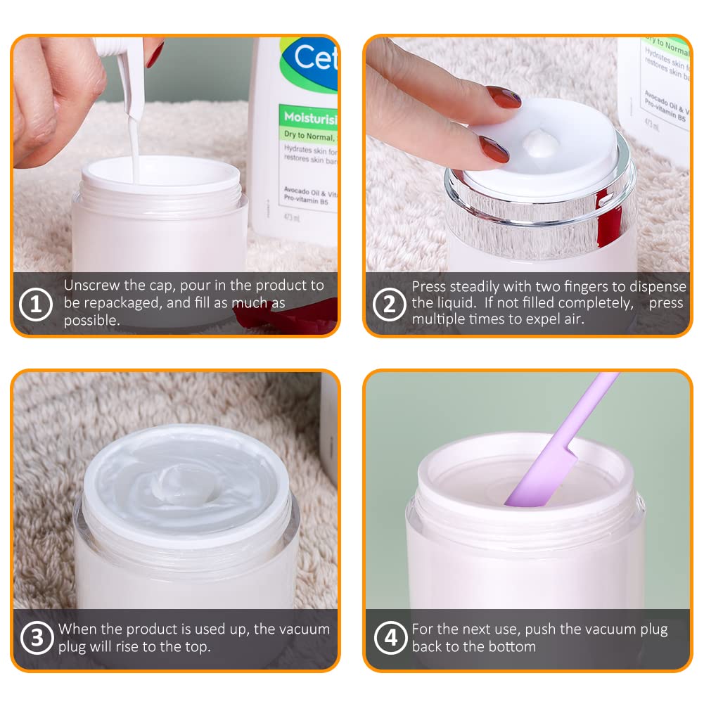 Airless Pump Jars, 1.7 Oz Pump Dispenser, Acrylic Lotion Dispenser For Thick Moisturizer, Skincare Cream, Travel Lotion Containe