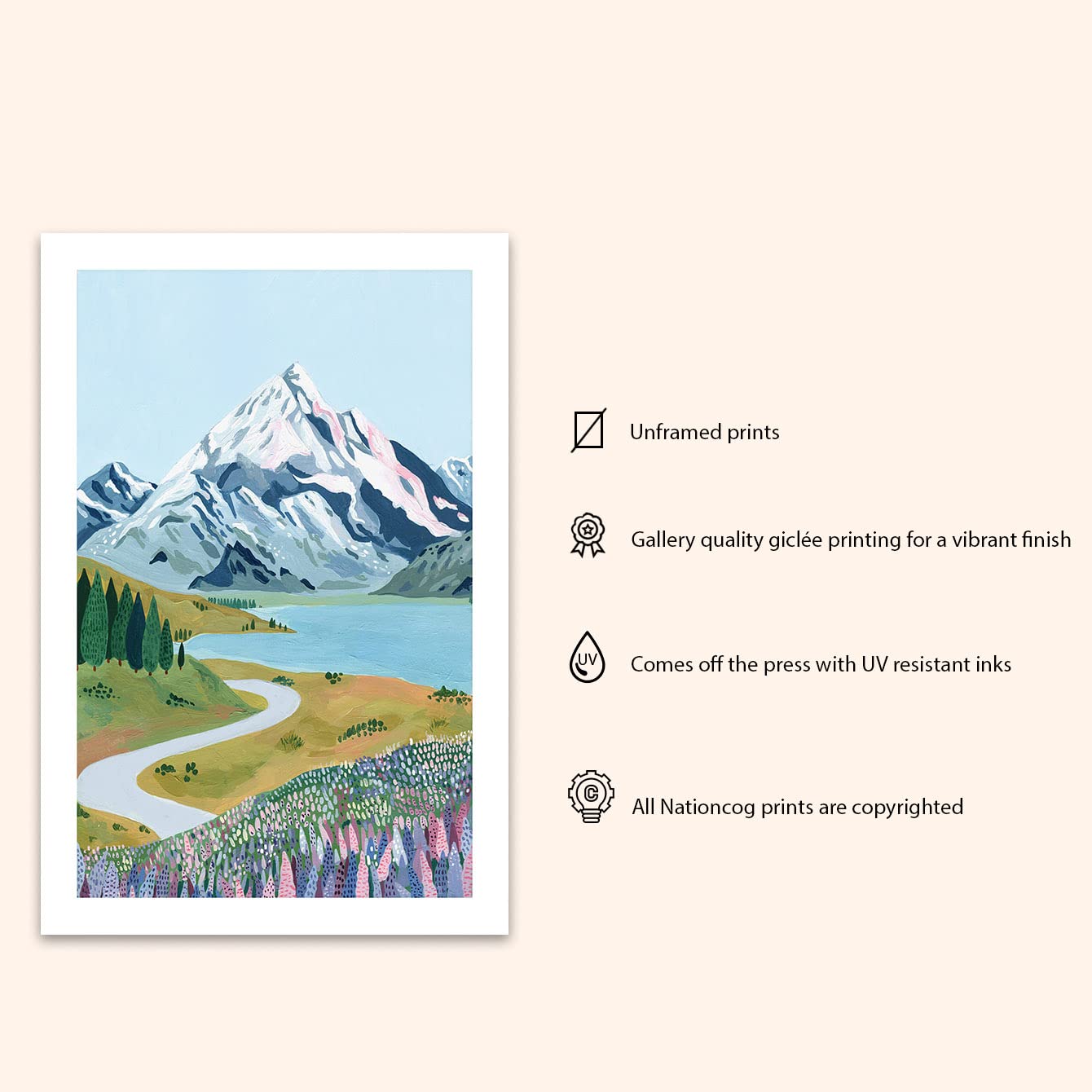 Nationcog Aoraki Mount Cook, New Zealand Art Print, Travel Poster, New Zealand Art, Lake Pukaki, Travel Gift, Housewarming Gift,