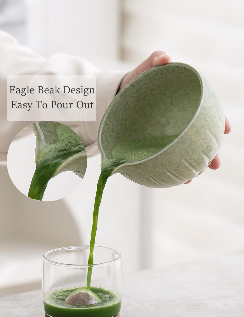 Tang Pin Matcha Set - Match Bowl With Spout And Whisk, 15 Oz, Matcha Scoop | Matcha Whisk Stand (Chasen Holder) - 4Pc Perfect Ma