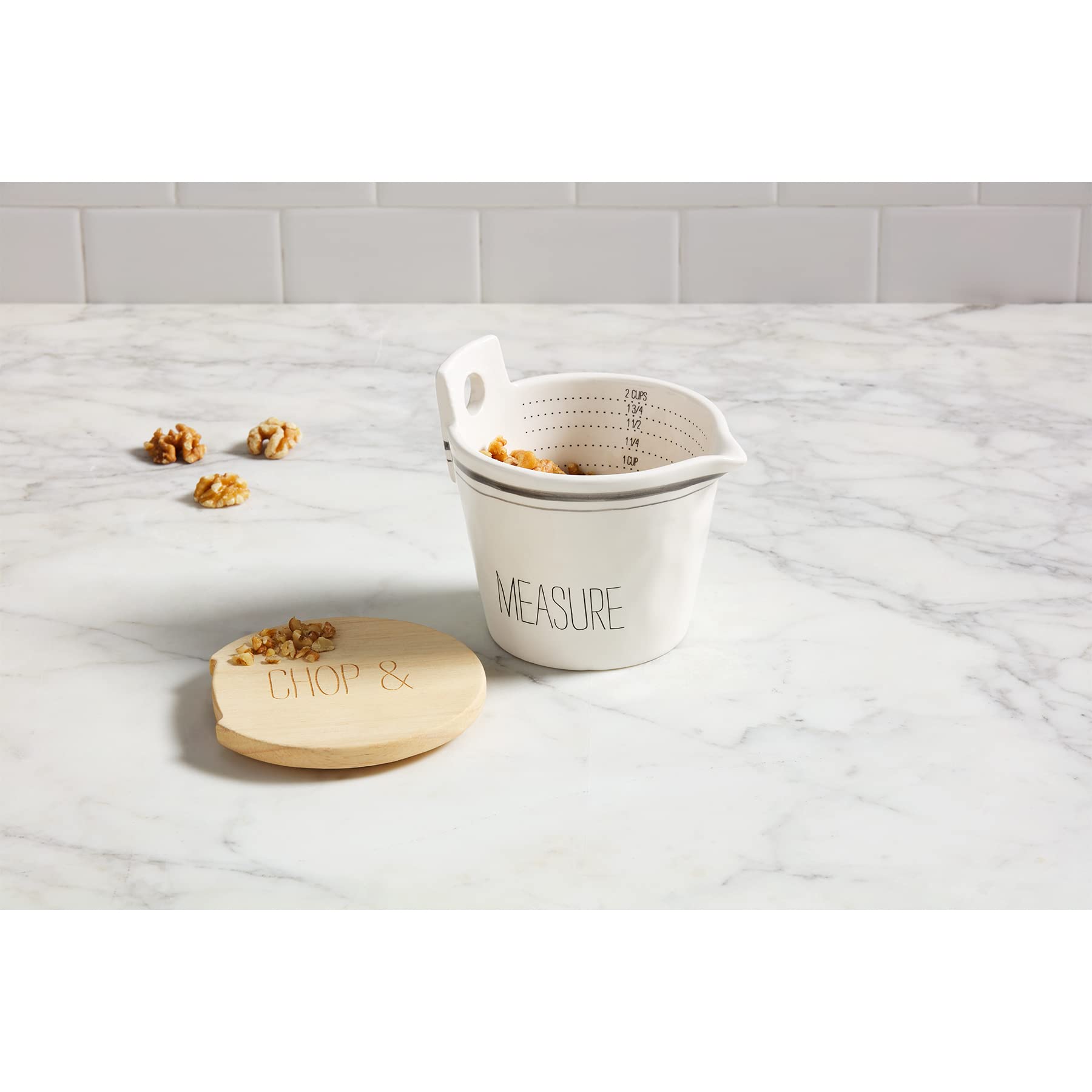 Mud Pie Bistro Measuring Cup And Mini Board Set, White, 4.75'' X 3.75''