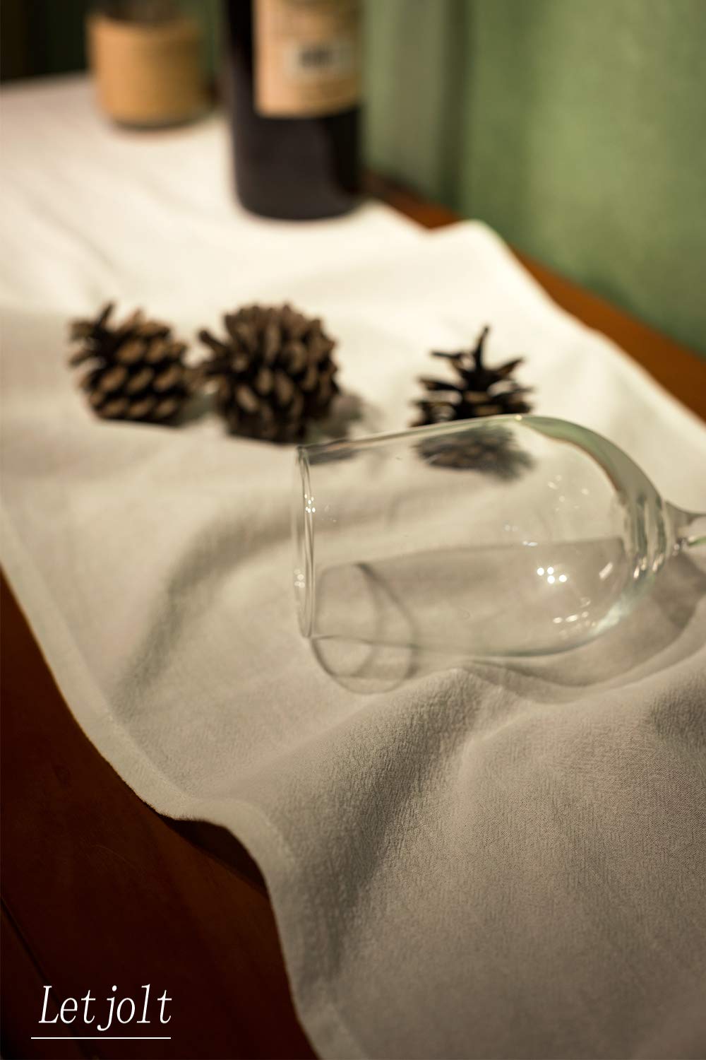 White Table Runner Rustic Table Runner Farmhouse Table Runner 108 Inches Cotton Fabric Decor Wedding Baby Shower Home Kitchen Bi