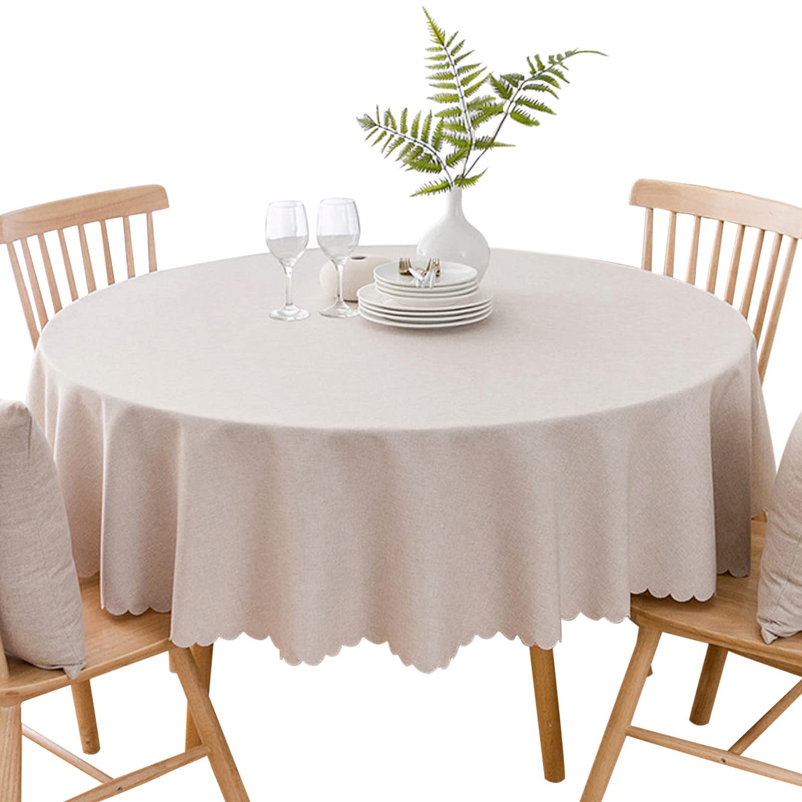 Round Waterproof Tablecloth Spill-Proof and Stain Resistant Table Cloth Wrinkle Free Washable Decorative Fabric Table Cover for 