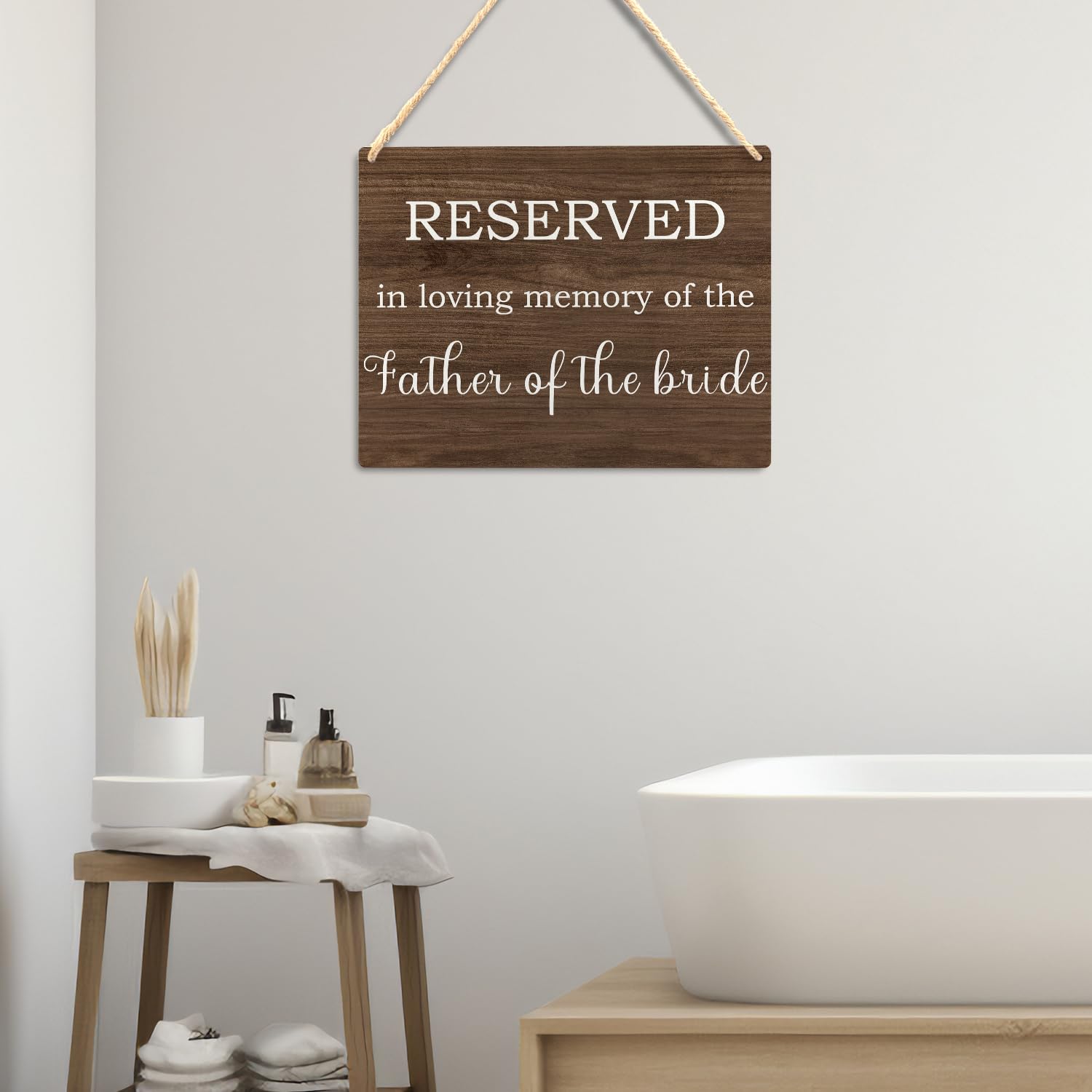 Ryeolo Wedding Memorial Sign for the Father of Bride, in Loving Memory of the Father of Bride Wood Signs Wall Hanging, Memory Me