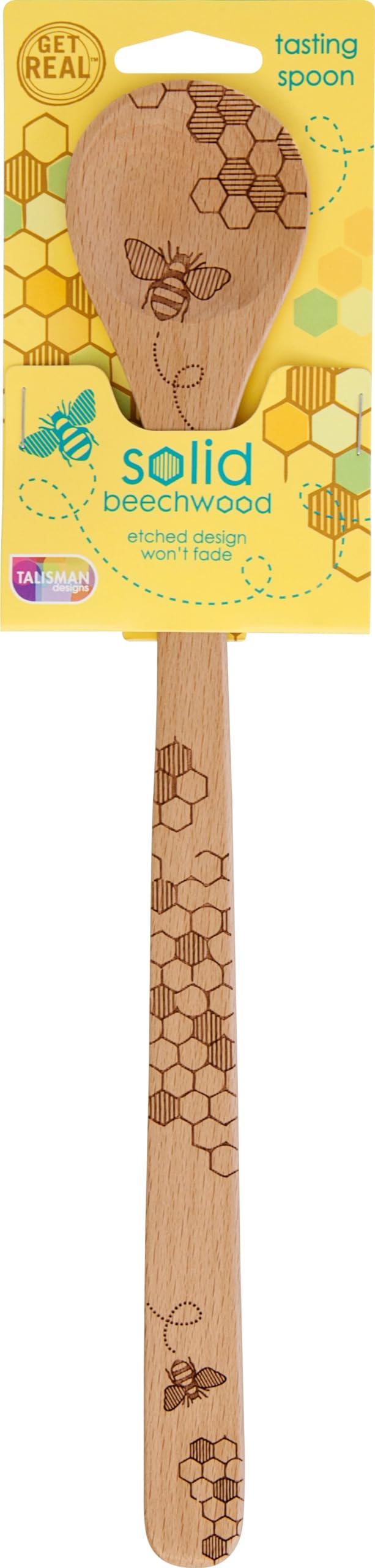 Talisman Designs Laser Etched Beechwood Tasting Spoon | Honey Bee Design | Cooking Spoon | Cute & Functional Kitchen Tool | Deco