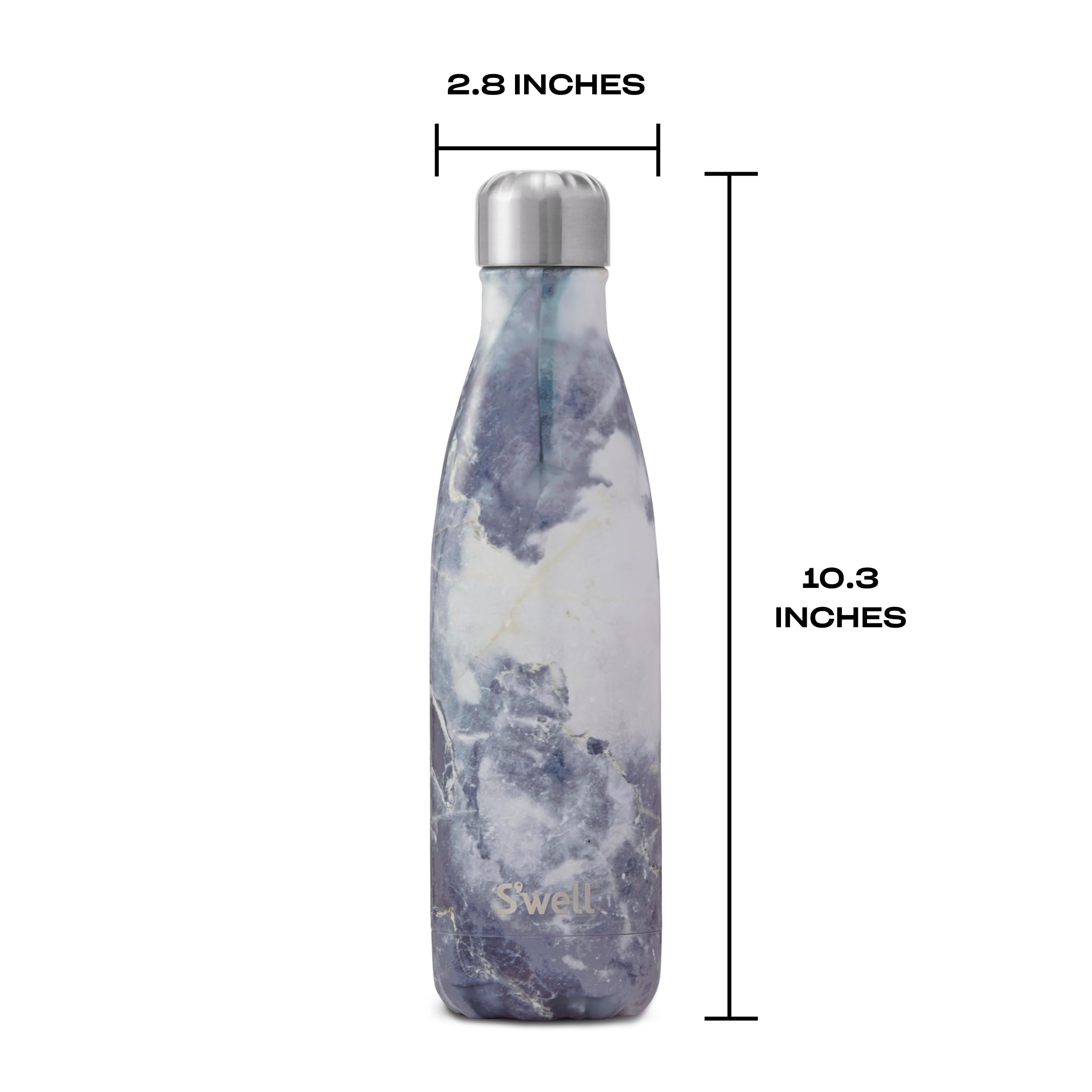 S'Well Stainless Steel Water Bottle, 17Oz, Blue Granite, Triple Layered Vacuum Insulated Containers Keeps Drinks Cold For 36 Hou