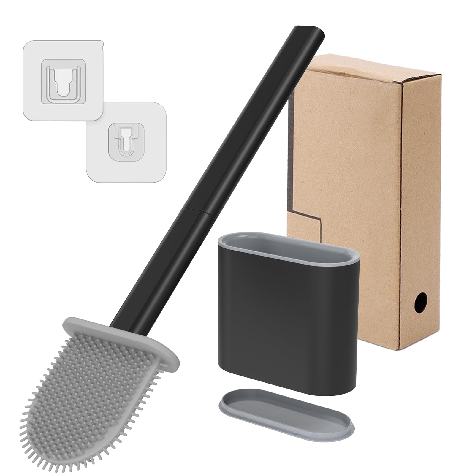 TEITEAI RV Toilet Bowl Brush - Silicone Bristles, Gentle on Toilets | Wall-Mounted for RVs, Trailers, Campers | Anti-Roll, Anti-