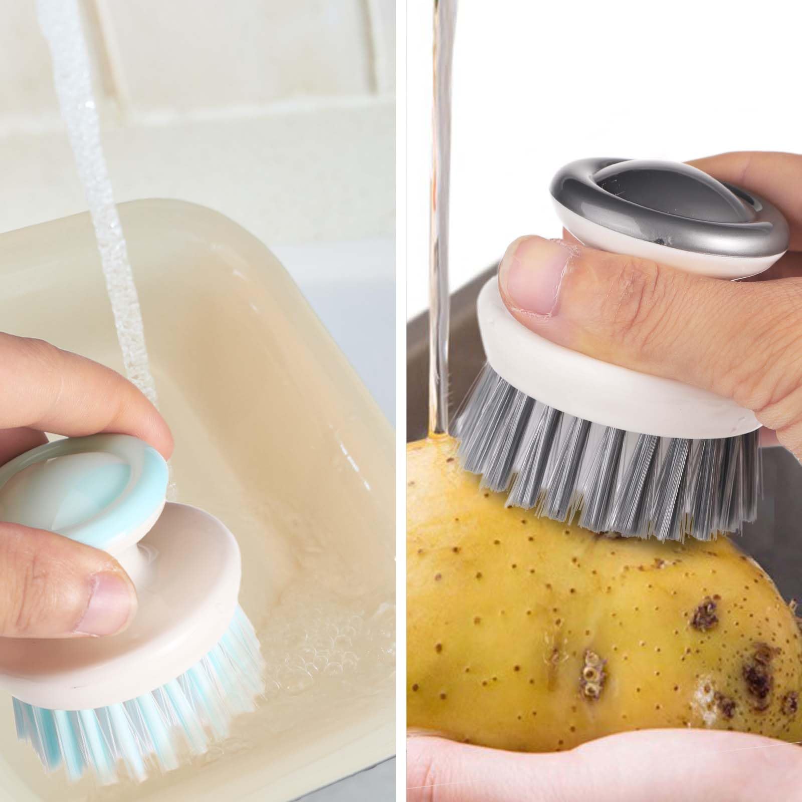 2Pcs Dish Brush With Handle, Multipurpose Dish Brush For Cleaning Kitchen Scrub Brushes Kitchen Wash Brush For Bowls Pots Pans (