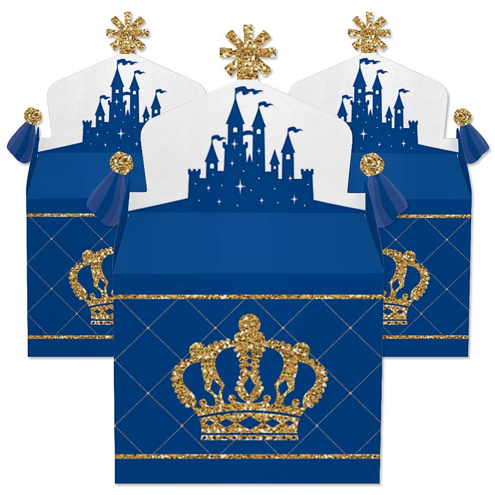 Big Dot Of Happiness Royal Prince Charming - Treat Box Party Favors - Baby Shower Or Birthday Party Goodie Gable Boxes - Set Of