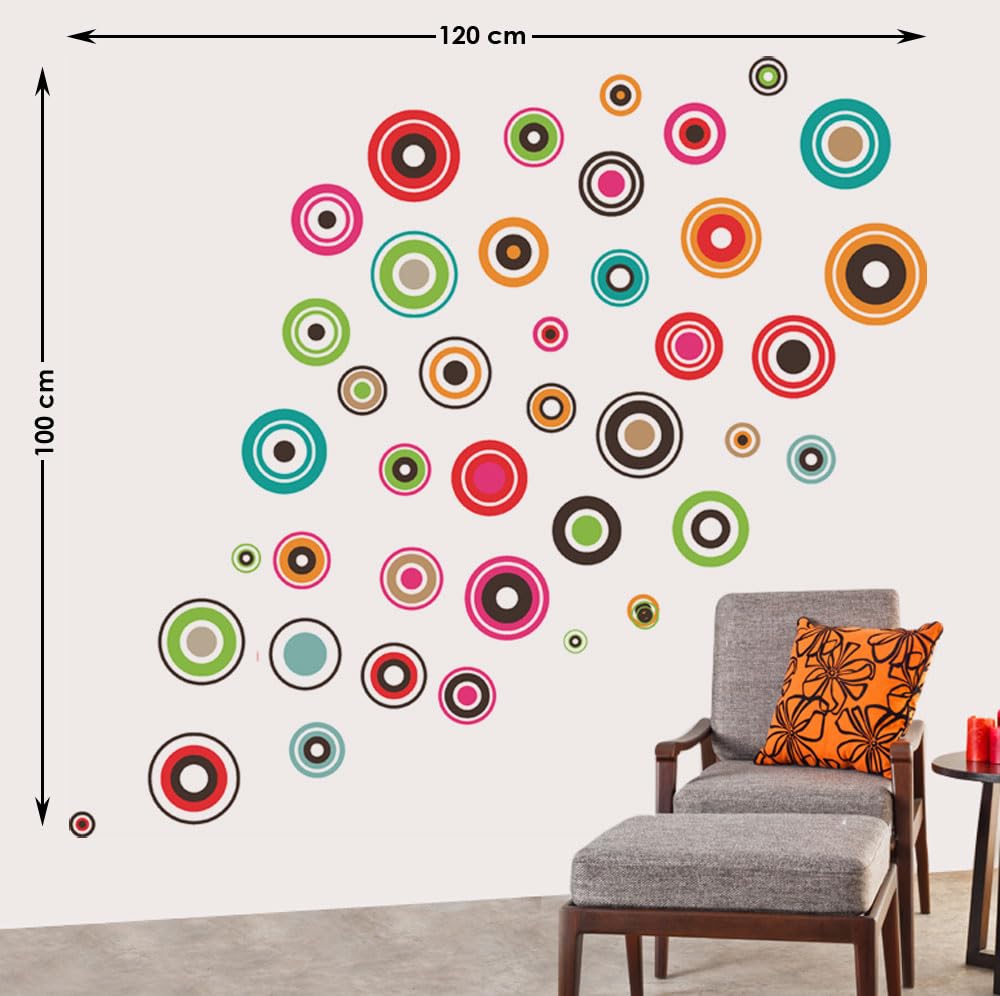 Decals Design Stickerskart Wall Stickers Colorful Polka Motifs (Wall Covering Area: 120Cm X 100Cm,Product Dimensions: 60X90Cm)