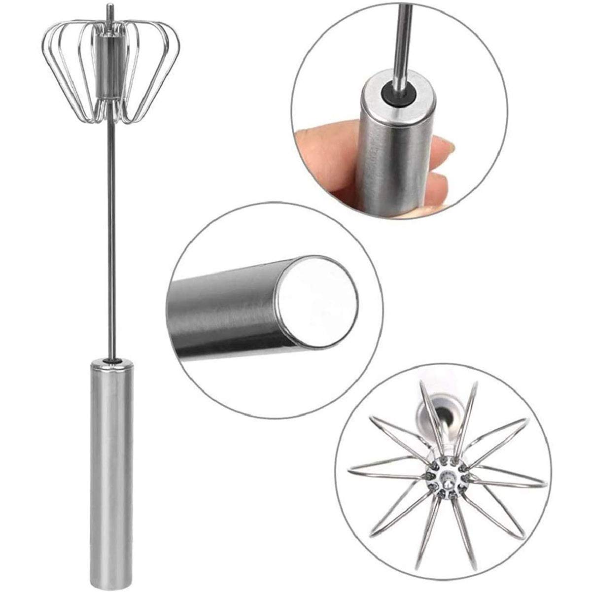 Stainless Egg Whisks, Hand Push Egg Rotary Whisk, Egg Beater Mixer, Semi-Automatic Rotating Whisk Hand Mixer Blender