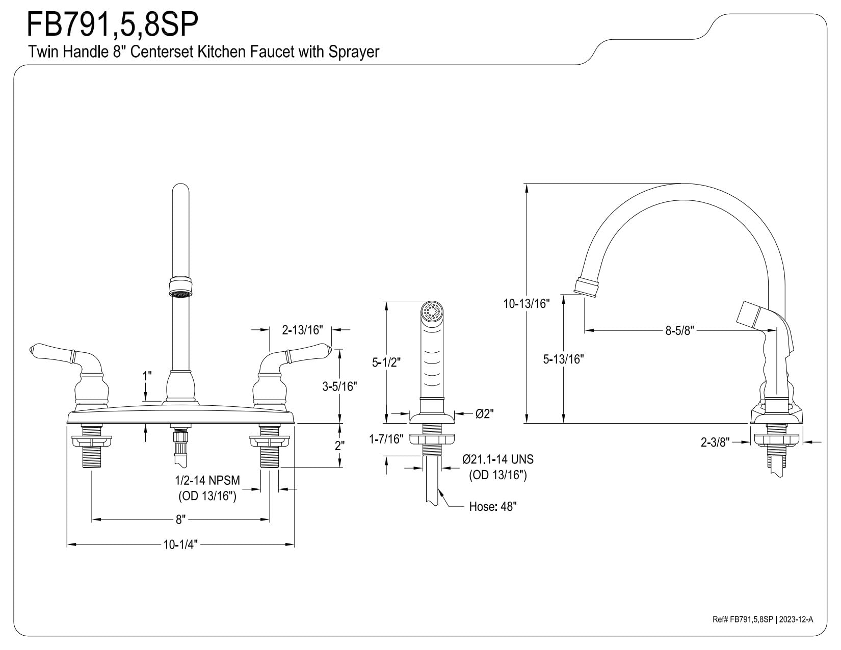 Kingston Brass FB795SP Magellan 8-Inch Centerset Kitchen Faucet with Sprayer  Oil Rubbed Bronze