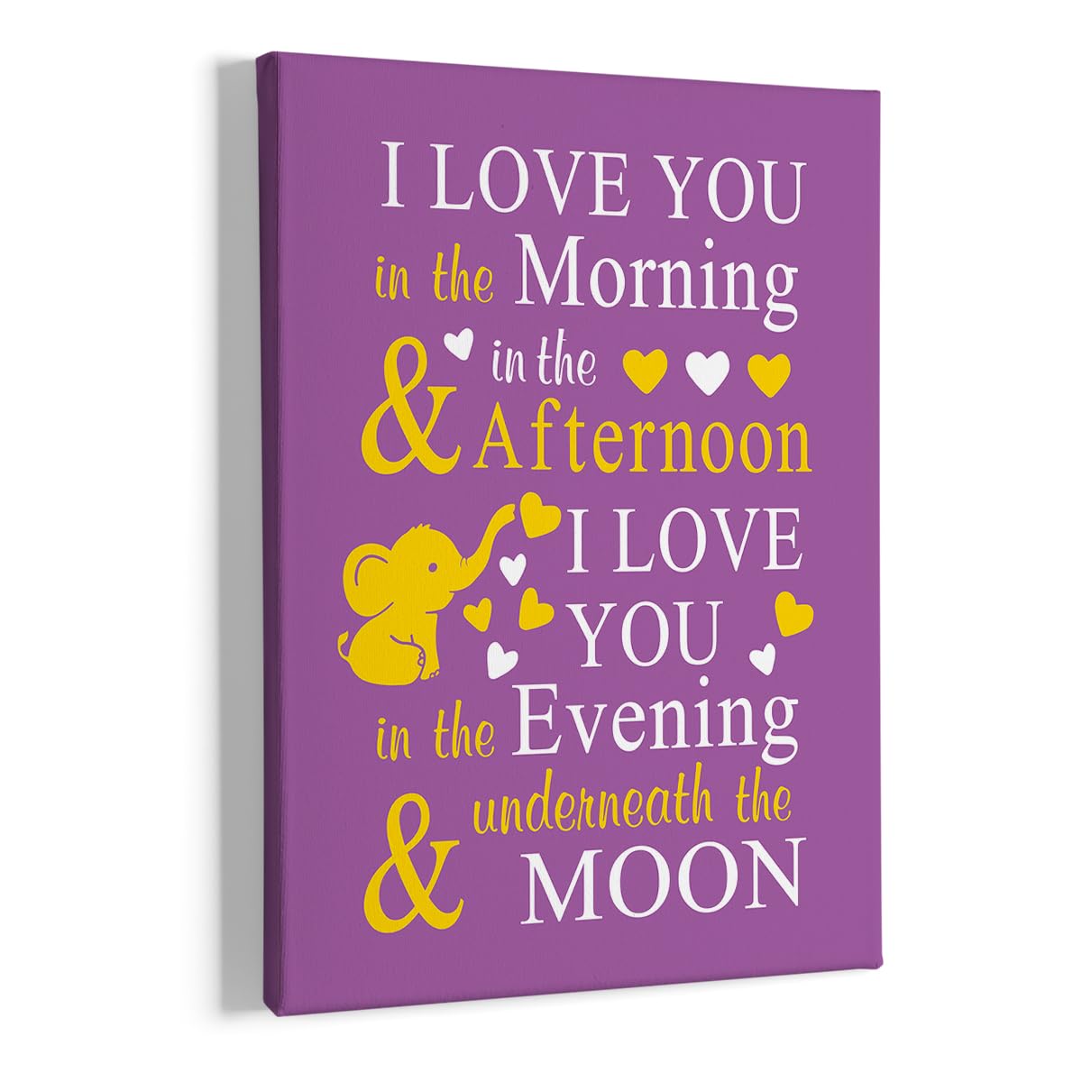 Hiwx Baby Elephant Nursery Decor, Elephant Wall Art Decor, I Love You In The Morning Sign Framed Canvas Painting Wall Art Decor,