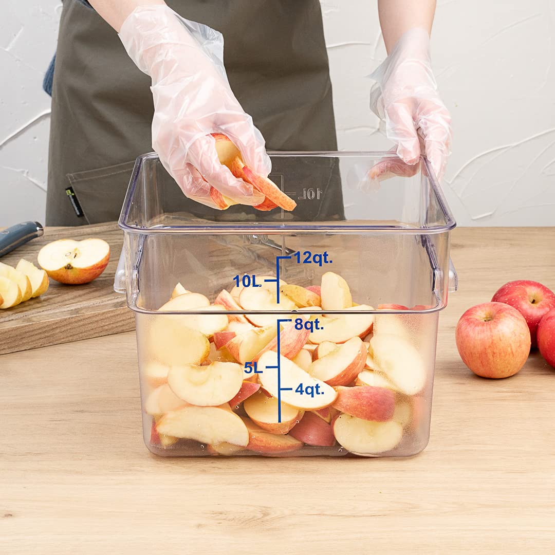 Restaurantware Met Lux 12 Quart Brine Bucket, 1 Square Marinating Container - With Volume Markers, Built-In Handles, Clear & Blu