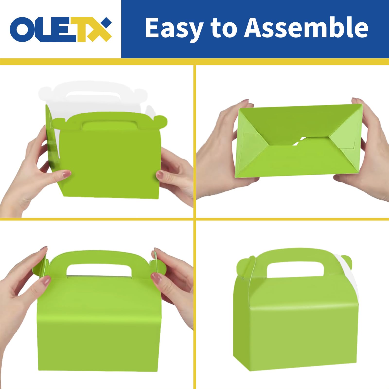 Oletx 30-Pack Green Party Favor Treat Boxes, Goodie Boxes, Gable Paper Gift Boxes With Handles. Perfect For Gardening/Green Thum