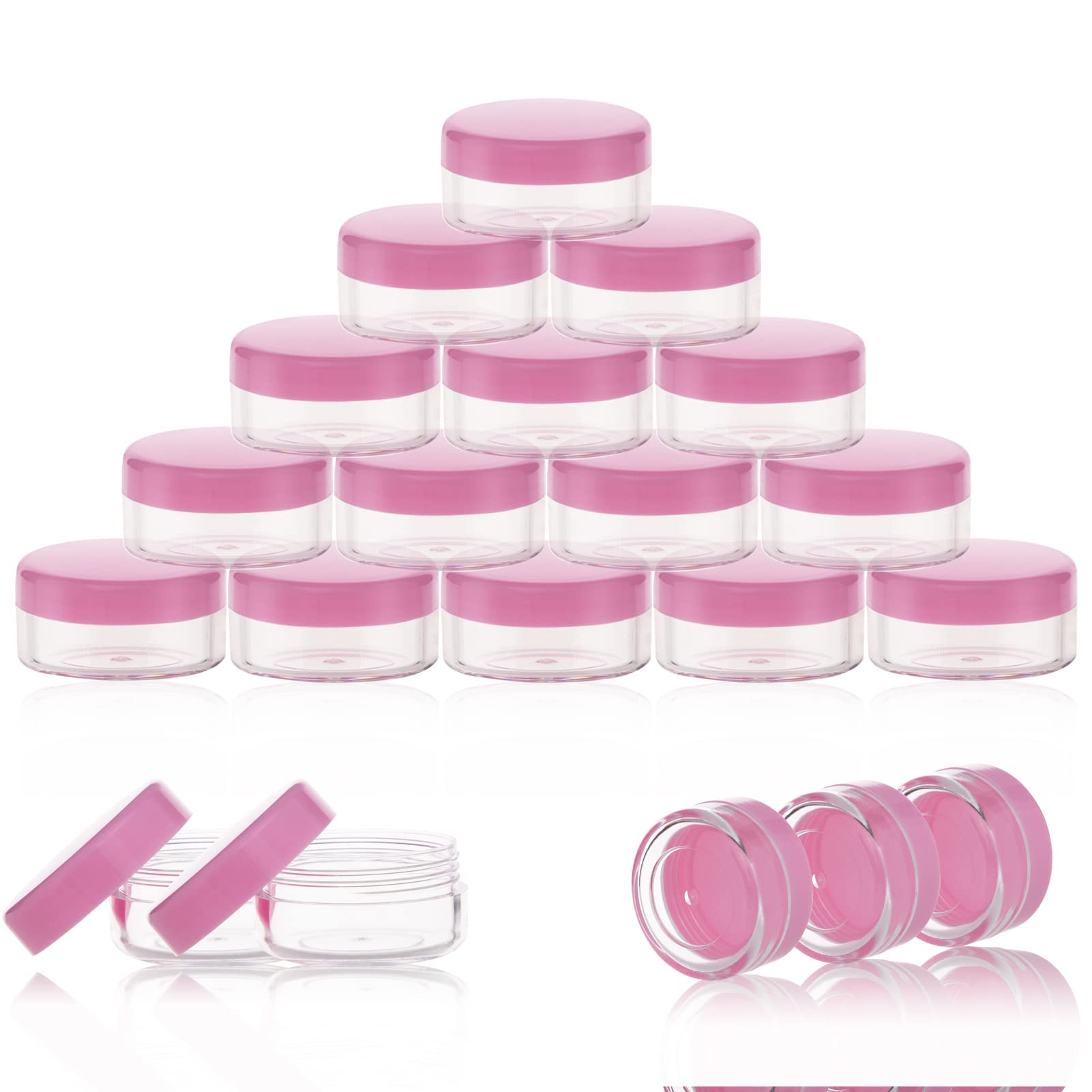 Zejia Sample Containers, 10 Gram Containers With Lids, 20Pcs Sample Jars, Small Plastic Containers With Lids(Pink)