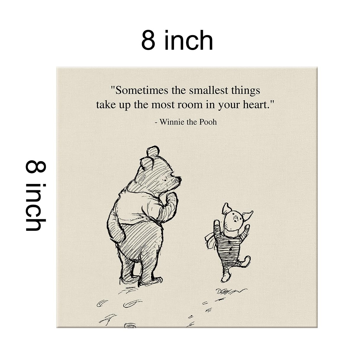 Classic Winnie the Pooh Wall Art Decor Retro Sometimes the Smallest Things Take up the Most Room Canvas Painting Pictures Framed Print Sign Artwork Ready to Hang (8x8 Inches)