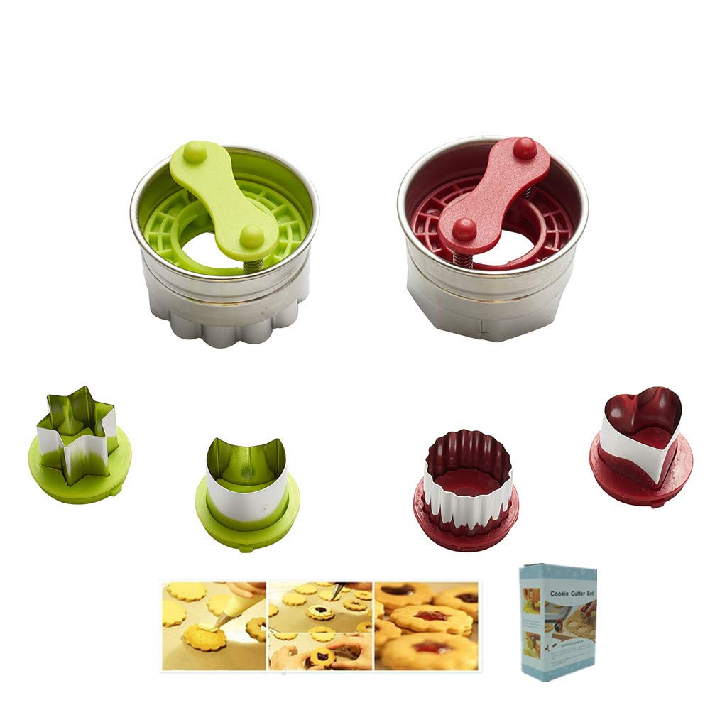 Keepingcoox Linzer Classic Cookie Cutters Set, Heart, Star, Flower, Moon - Jam Filled Torte Export To Europe, Stainless Steel, N