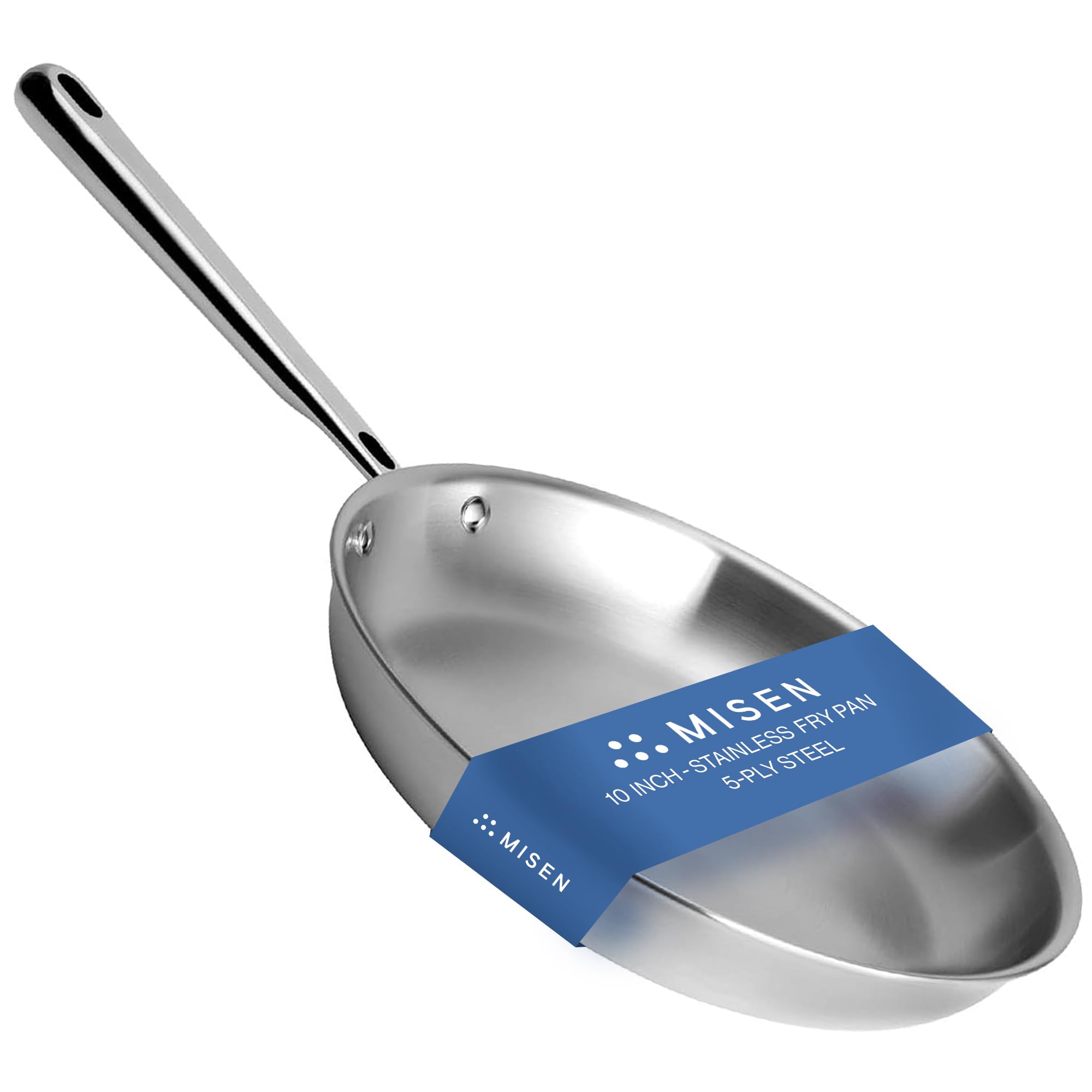 Misen 5-Ply Stainless Steel 10'' Pan - Stainless Steel Pan For Searing & Sauteing - 5 Ply Stainless Steel Cookware For Durabilit