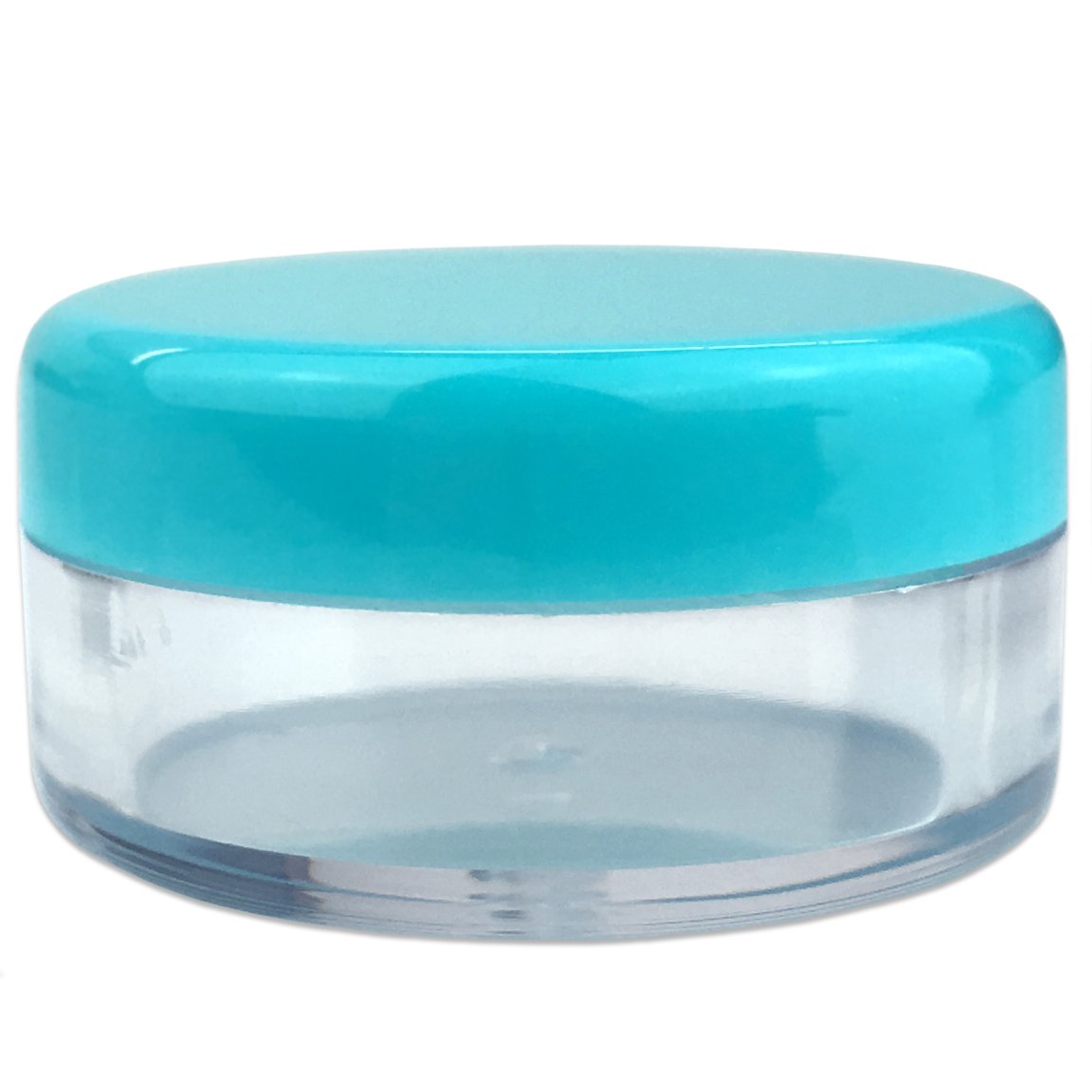 Beauticom (Quantity: 25 Pieces) 5G/5Ml Round Clear Jars With Teal Sky Blue Lids For Lotion, Creams, Toners, Lip Balms, Makeup Sa