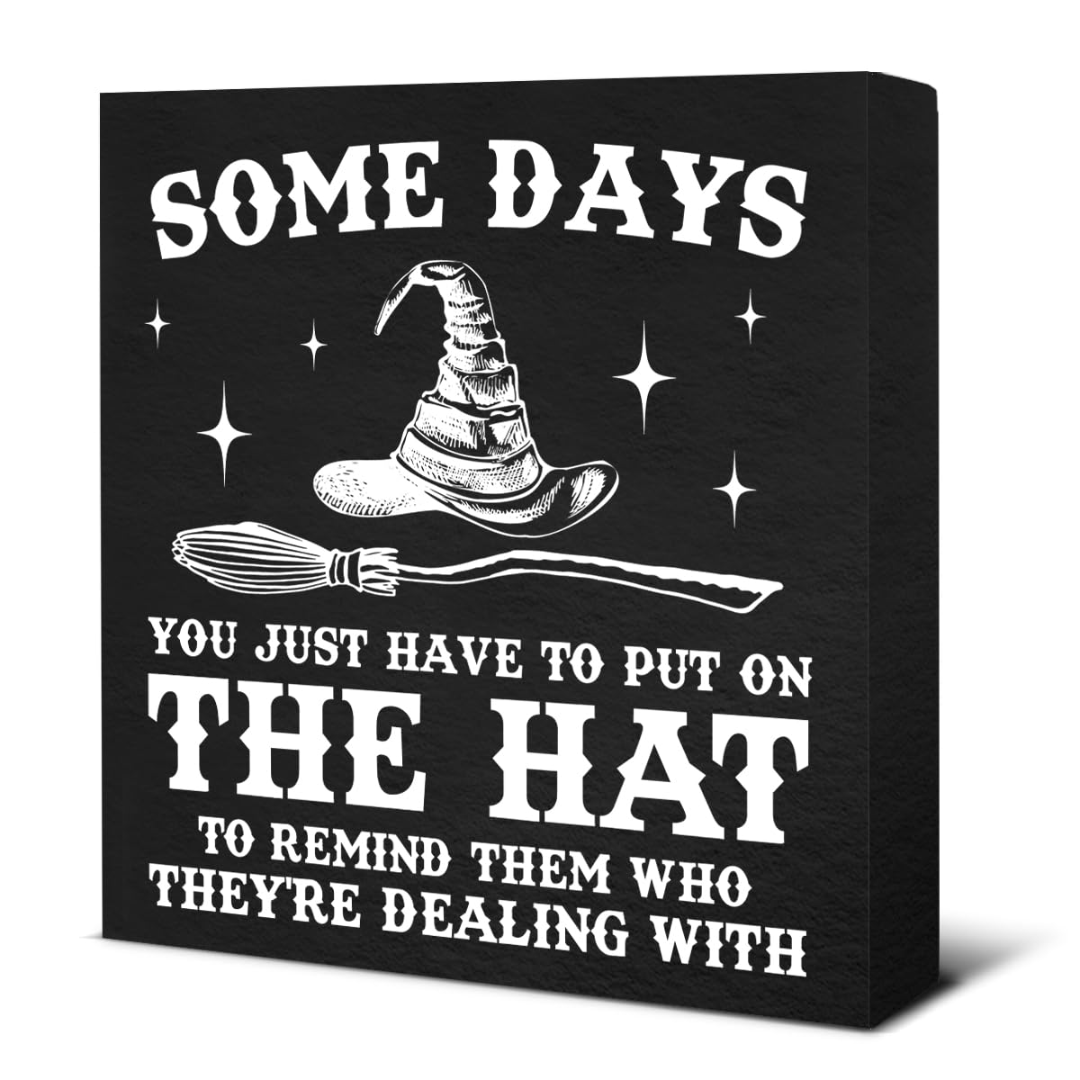 NGAEAK Witch Decor, Gothic Sign Witchy Home Decor, Some Days I Just Have to Put on the Hat Wood Sign Home Bathroom Kitchen Desk 