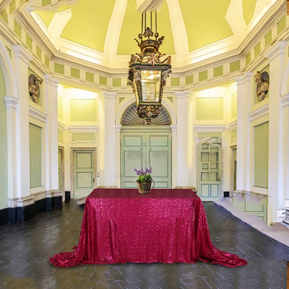 Squarepie Sequin Tablecloth Rectangle 50 X 72 Inch Hot Pink Reflect Lights Glitter Table Linen For Wedding Party