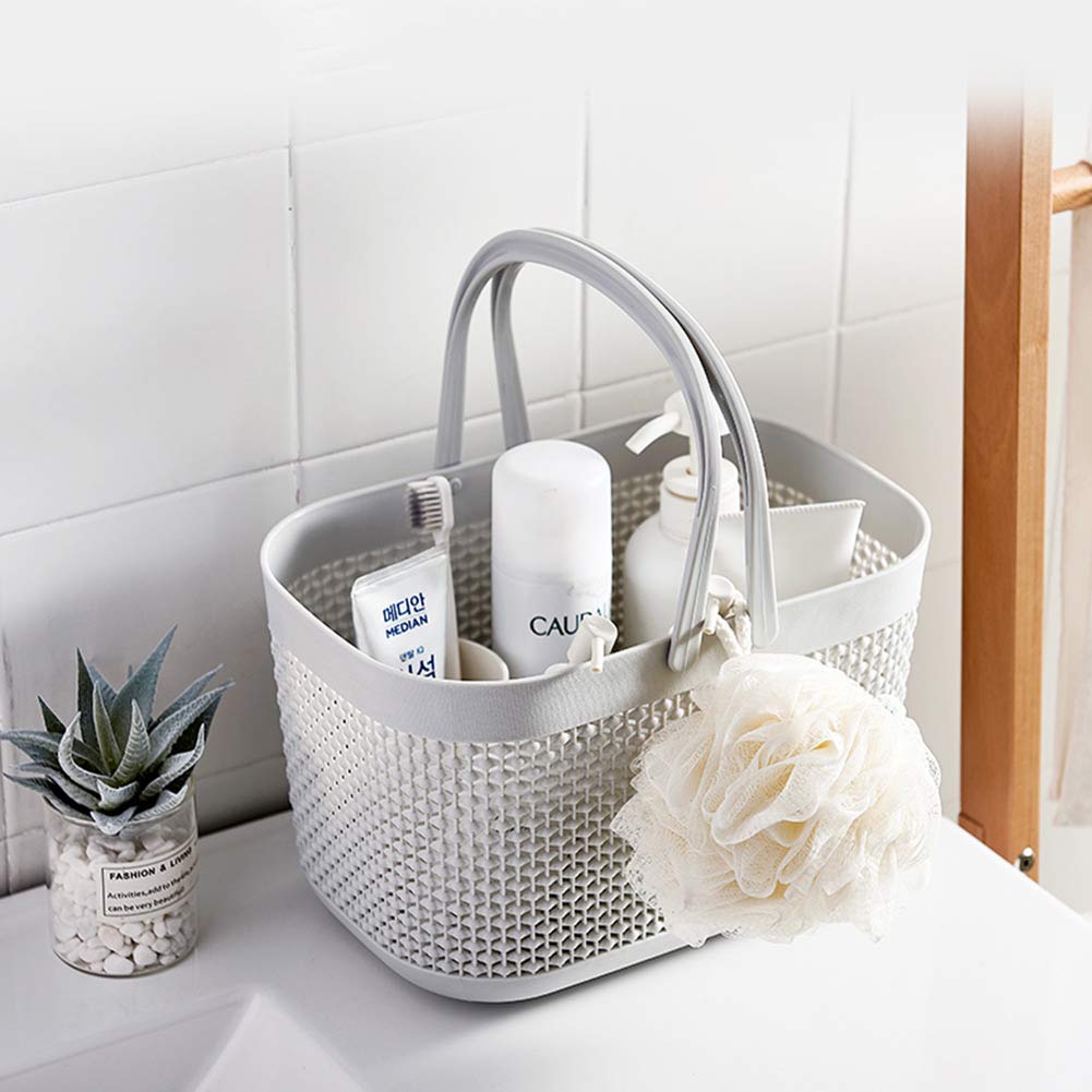 UUJOLY Plastic Organizer Storage Baskets with Handles  Shower Caddy Bins Organizer for Bathroom and kitchen(Grey