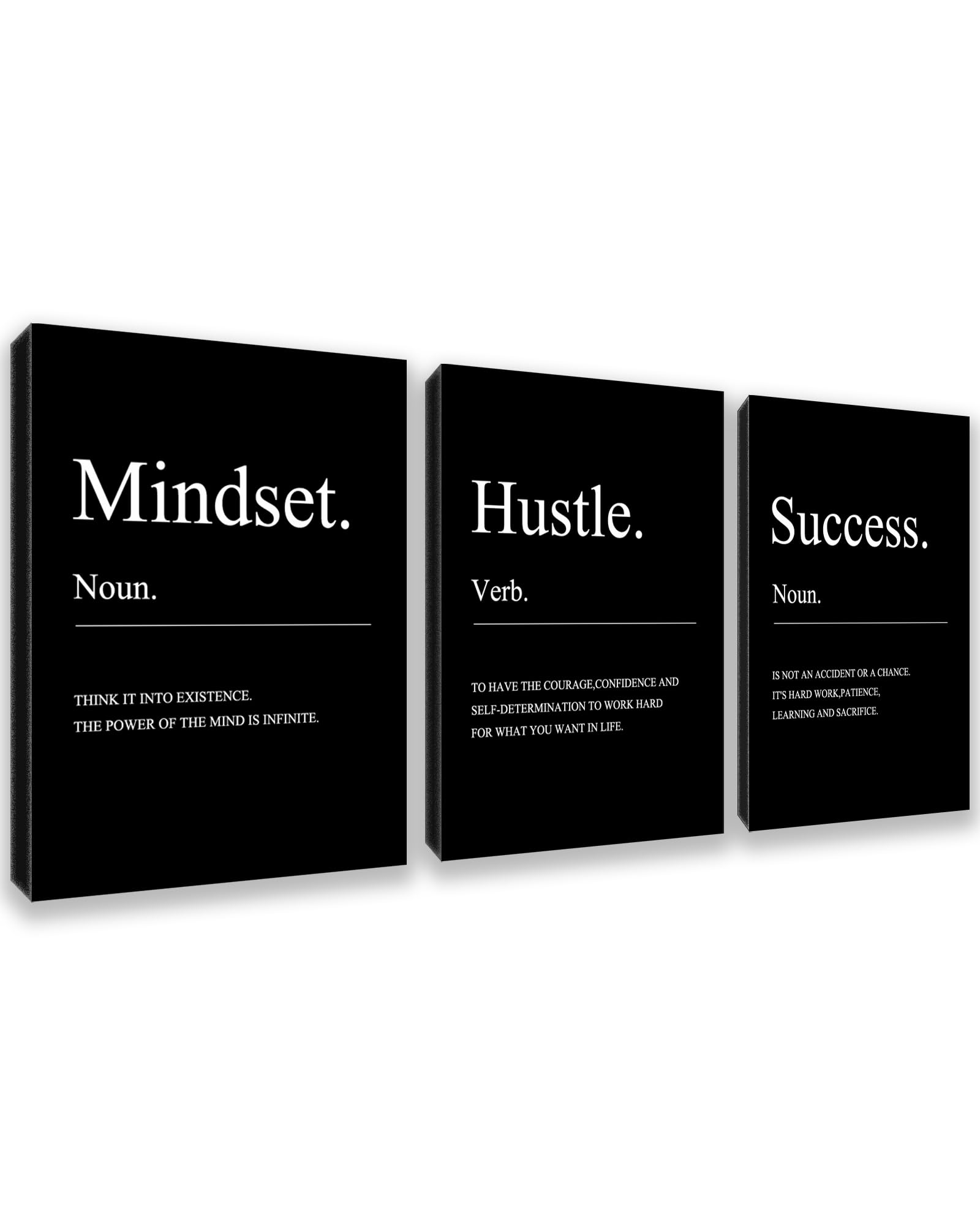 Motivational Office Wall Decor Mindset Canvas Wall Art 3 Pieces Hustle Posters Prints Entrepreneur Success Paintings Picture Art