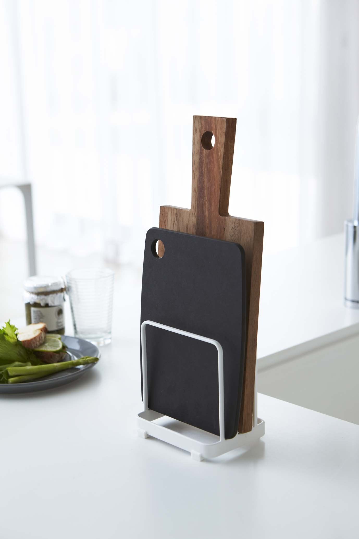 Yamazaki Home Plate Cutting Board Stand - Kitchen Storage Rack Holder Organizer