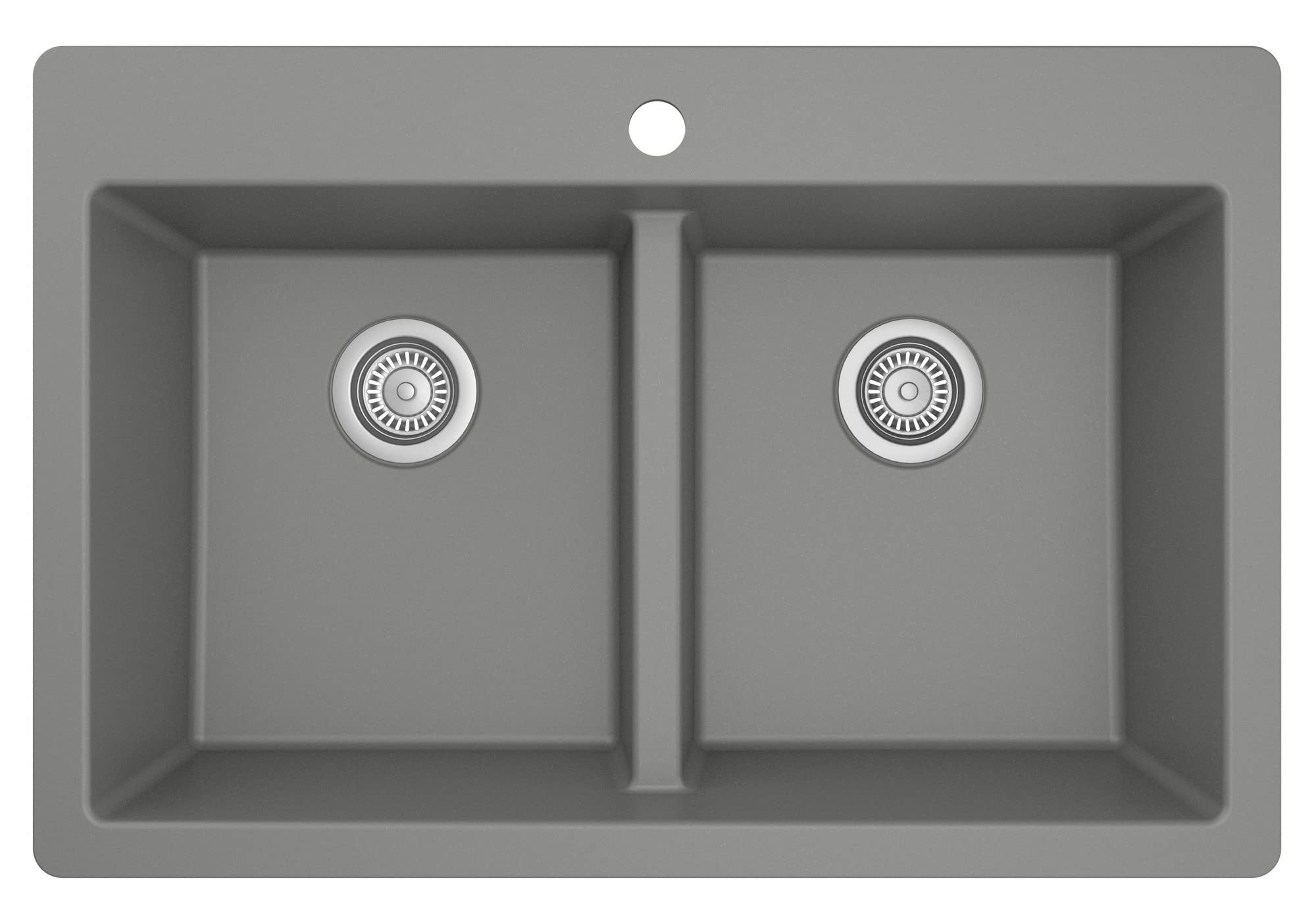 Karran Qt-810 33'' Top Mount Double Equal Bowl Quartz Kitchen Sink In Grey