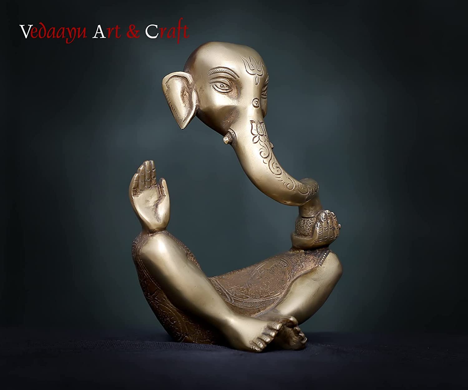Rugdoll Vedaayu Brass Ganesha Statue For Home Decor Idol Brass Abstract Ganesh Statue, Brass Ganesha Statue Dual Tone Antique Ga