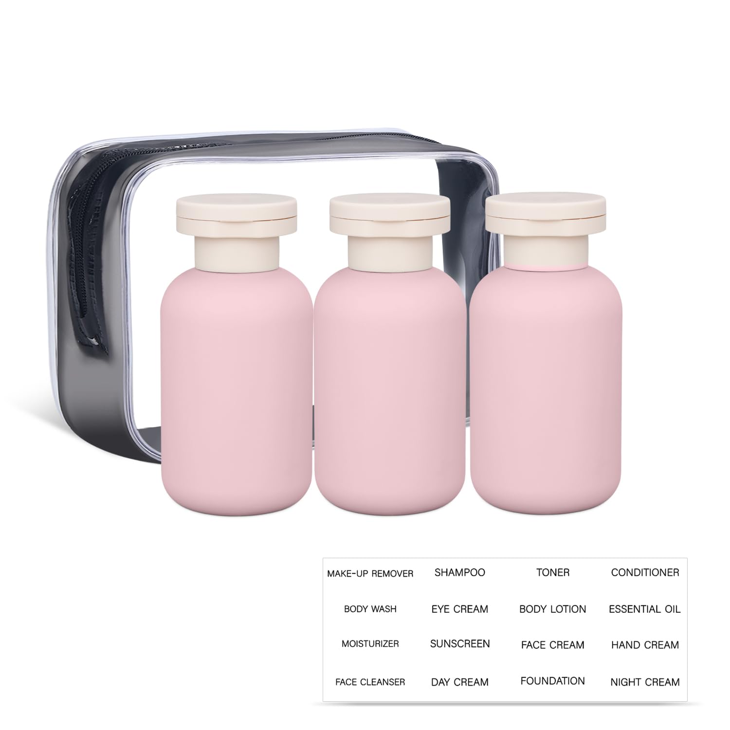 Asevat 3.4 Oz Plastic Squeeze Bottle For Lotion, Plastic Empty Shampoo Conditioner Container, Plastic Travel Size Toiletries Bot